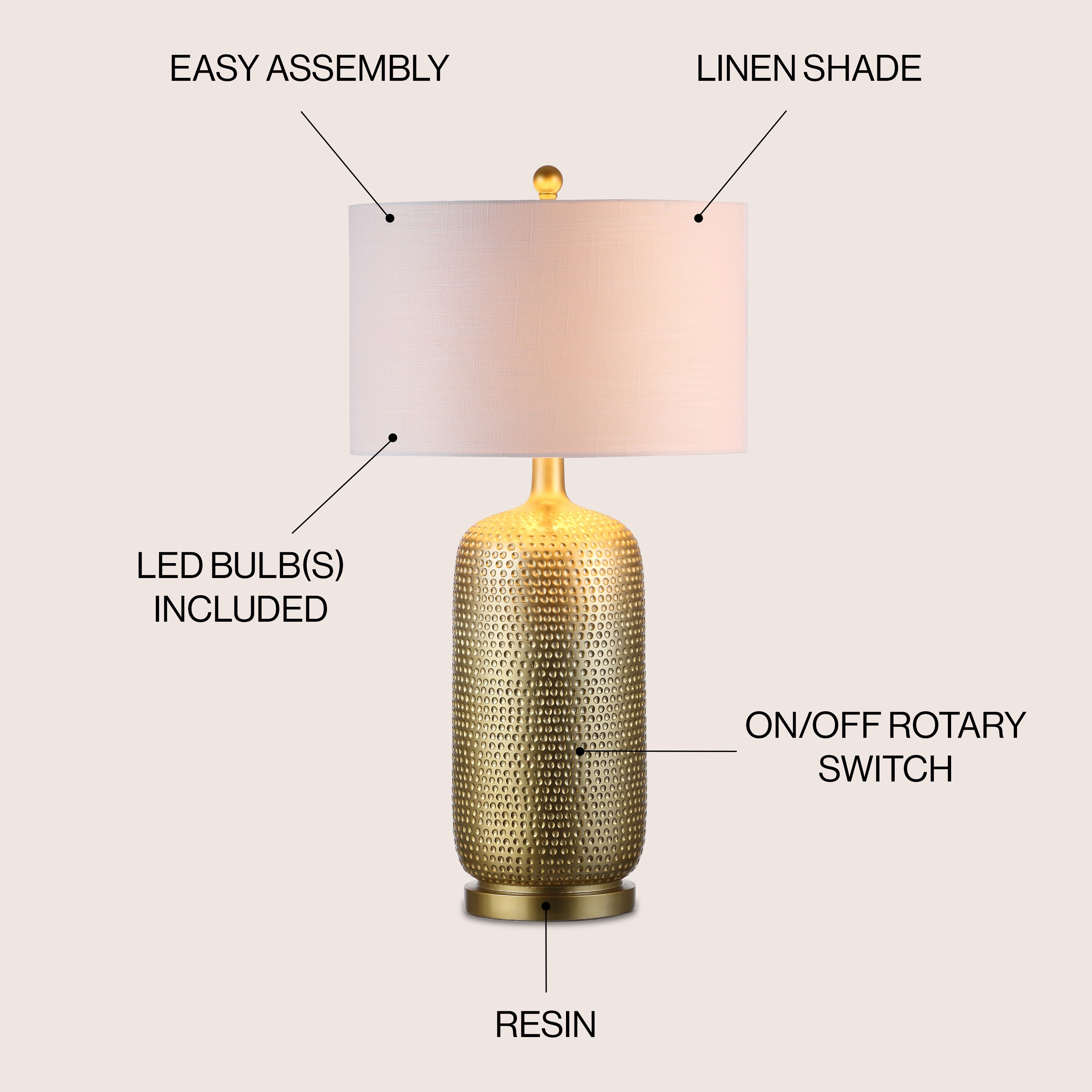 Sophia 30" Gold Resin Table Lamp with Linen Shade