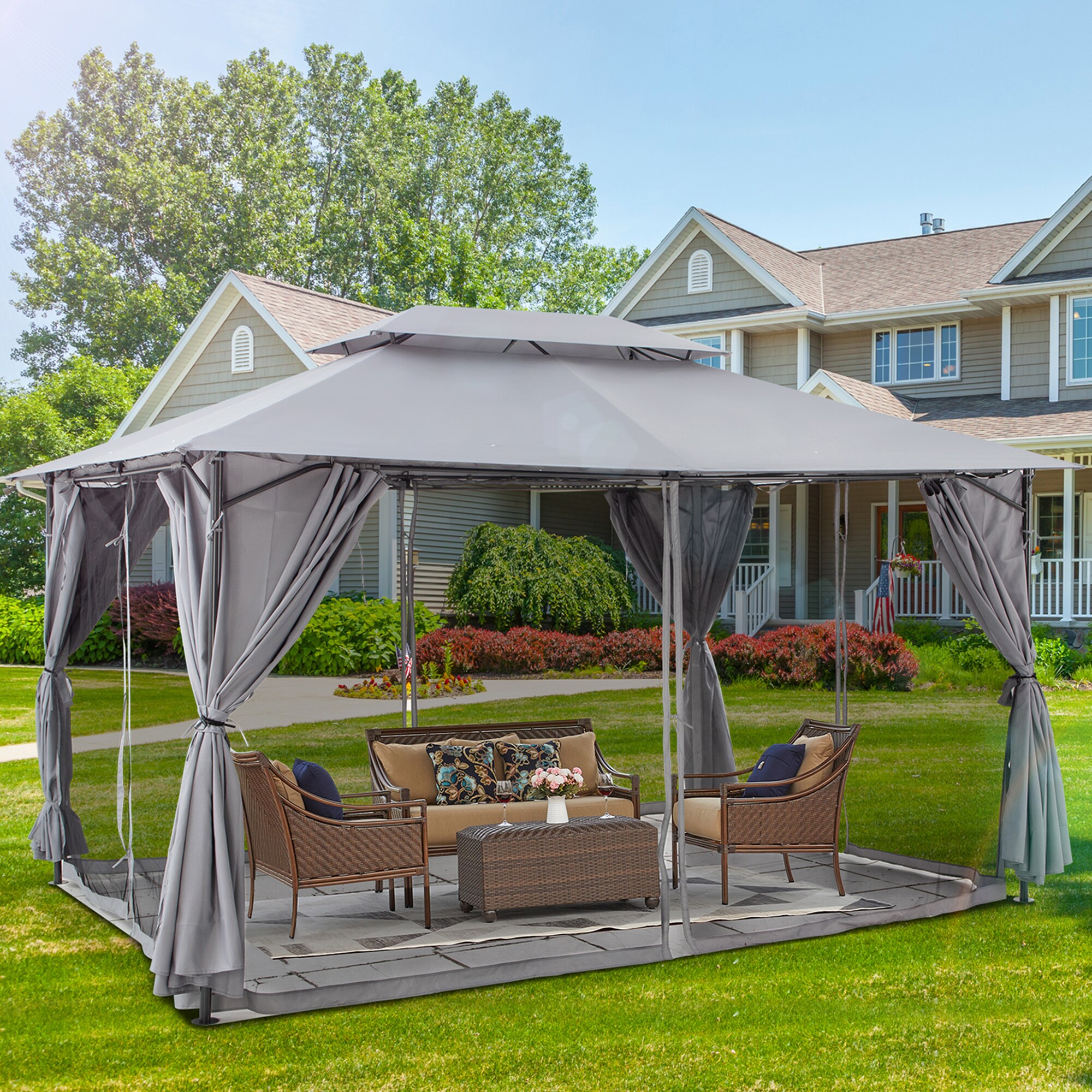 Clihome 10x13ft Patio Tent Outdoor Canopy Shelter with Mosquito Netting