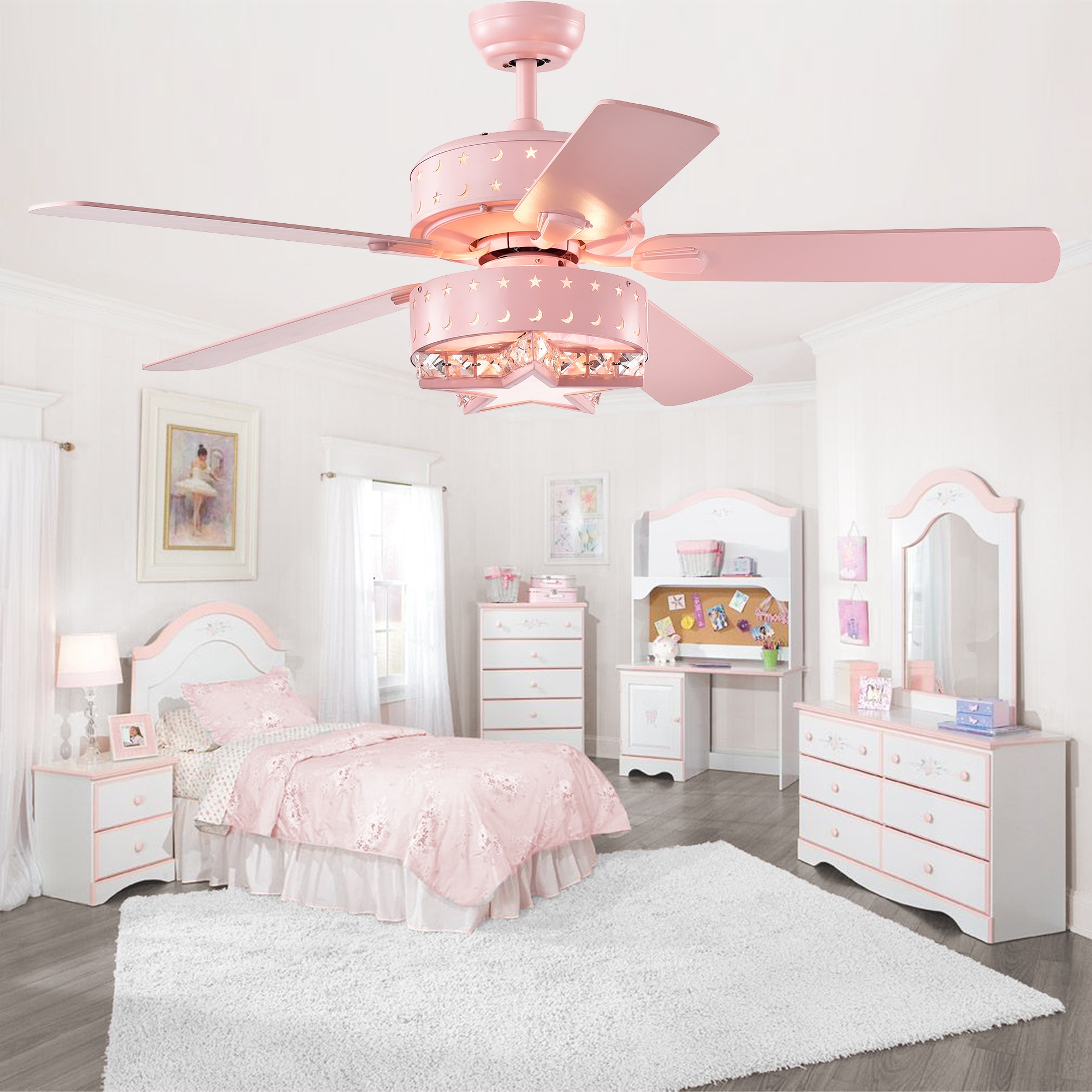 Home Accessories Inc 52 In Pink Indoor Ceiling Fan With Light And Remote 5 Blade The Fans Department At Lowes Com