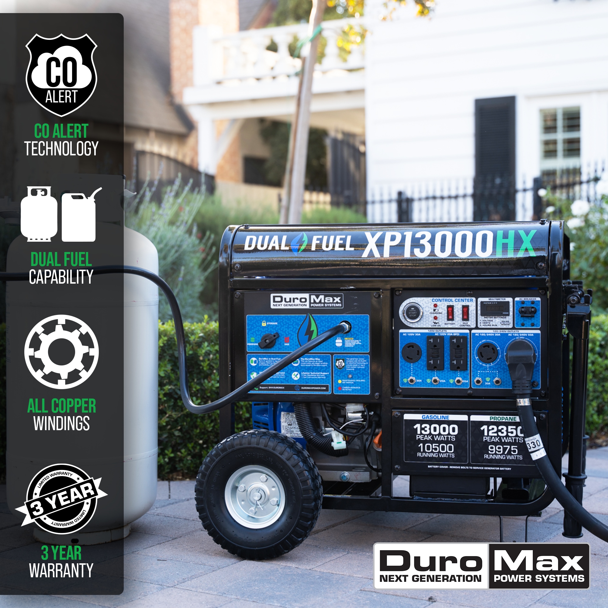 Generador a Gasolina y Gas Propano DuroMAx de 13000 W/13Kw