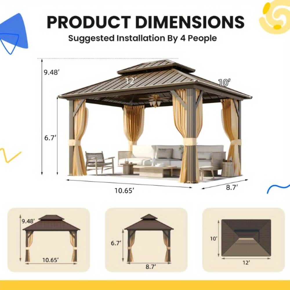 U-HOMY W-028-QG Wood-Resin-Gazebos - View #2