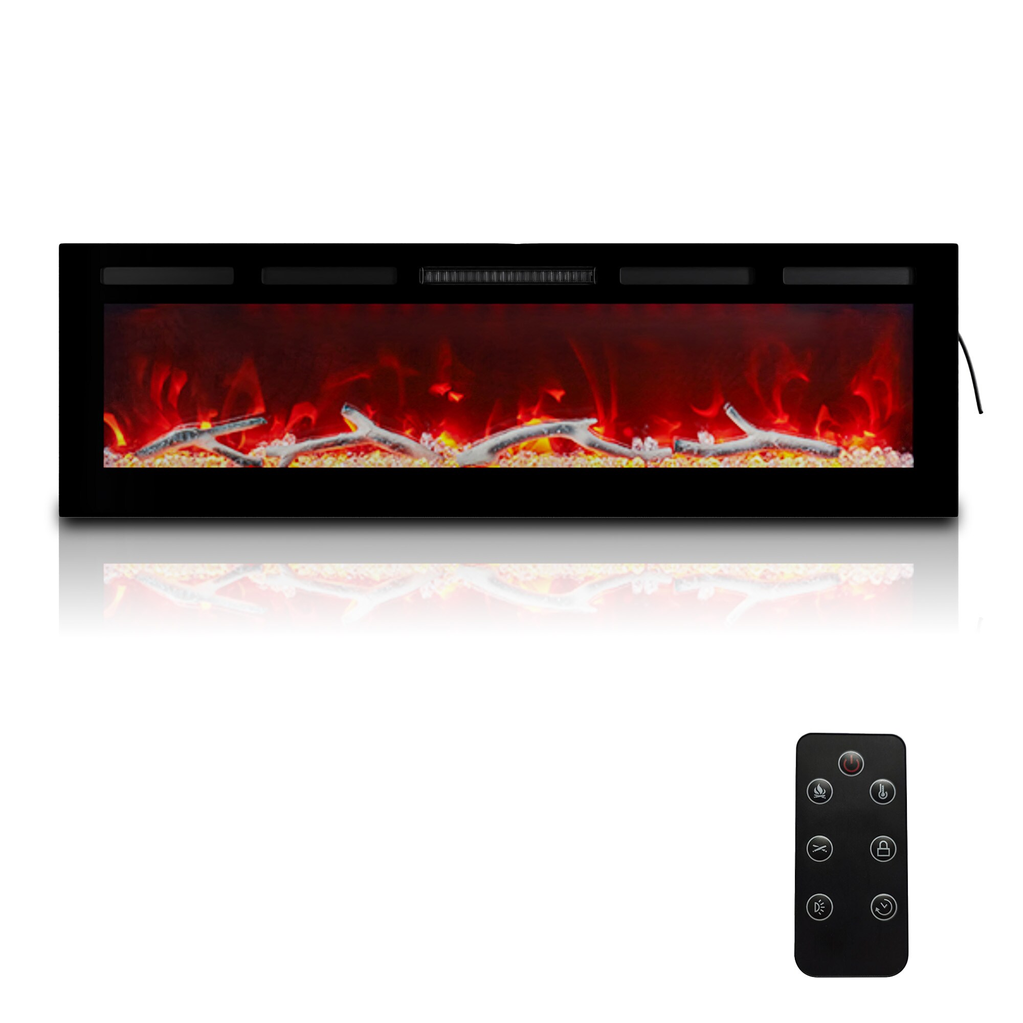 Clihome BL-ZHX-RFP-60 60-Inches W Black Wall mount Infrared quartz Wall-mount Electric Fireplace with Remote Control Included