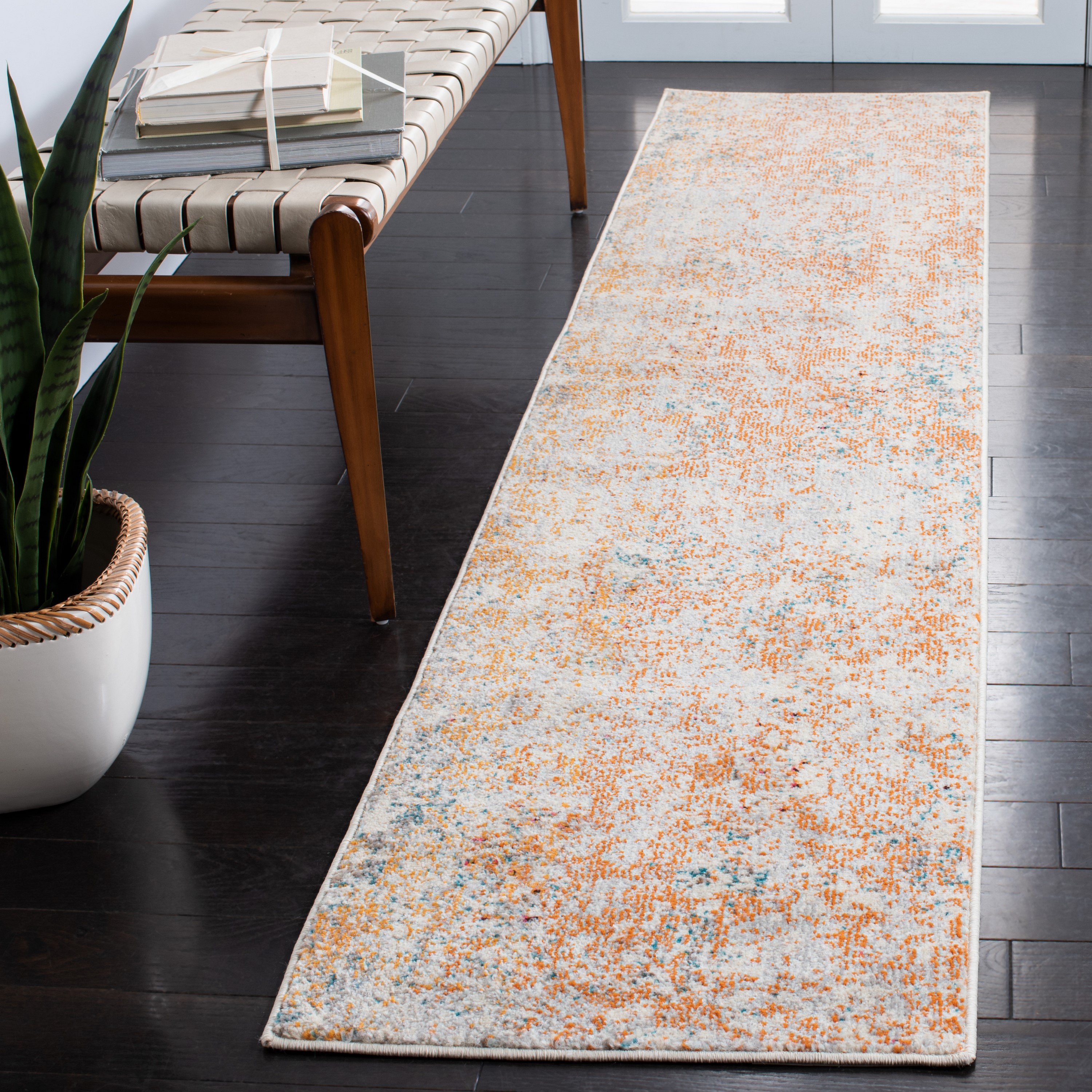 Safavieh MAD453B-28 Madison Markham 2 x 8 (ft) Loomed Polypropylene Ivory/Orange Rectangular Indoor Abstract Industrial Runner rug