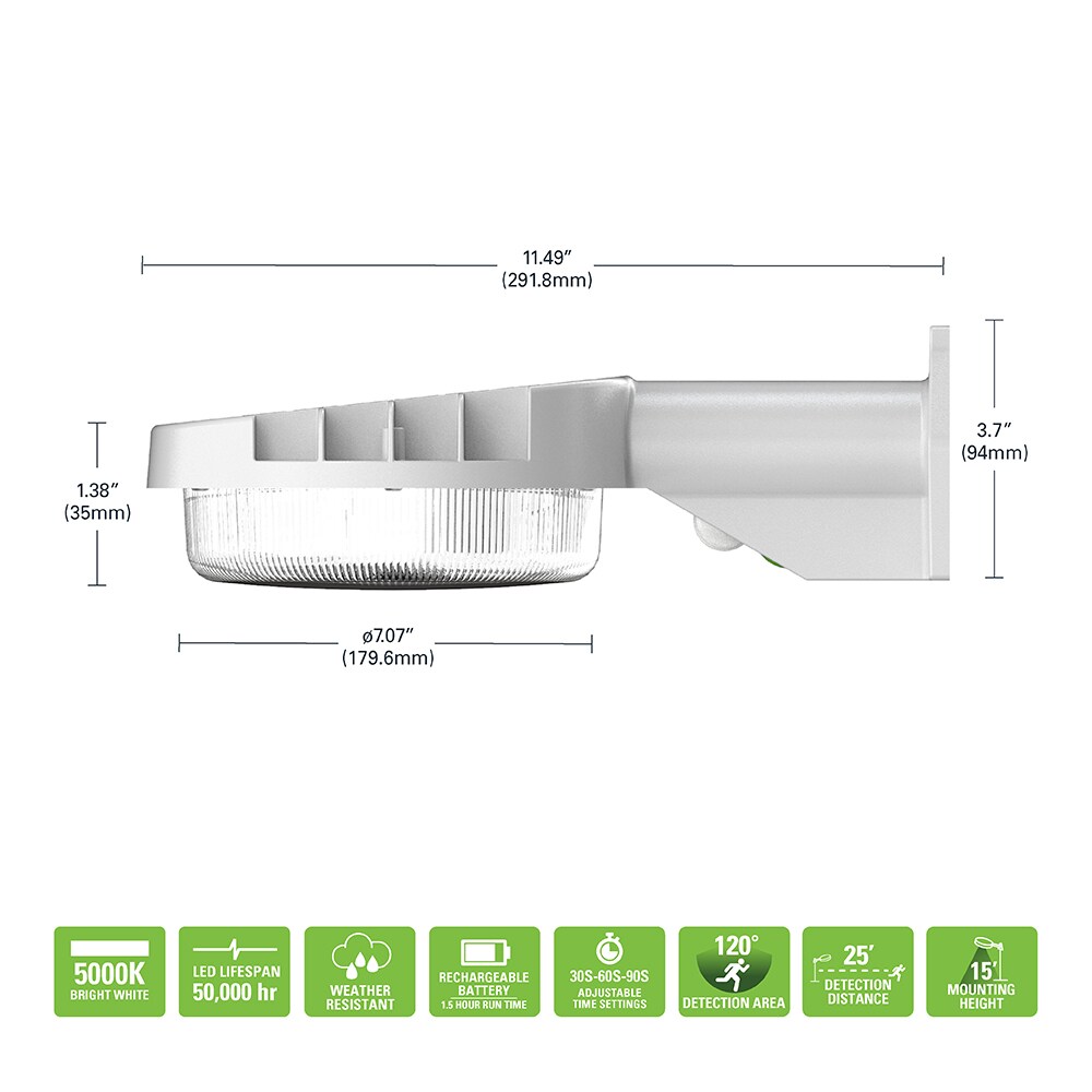 HALO 1000-Lumen 7-Watt Gray Solar LED Outdoor Motion-Activated Area ...