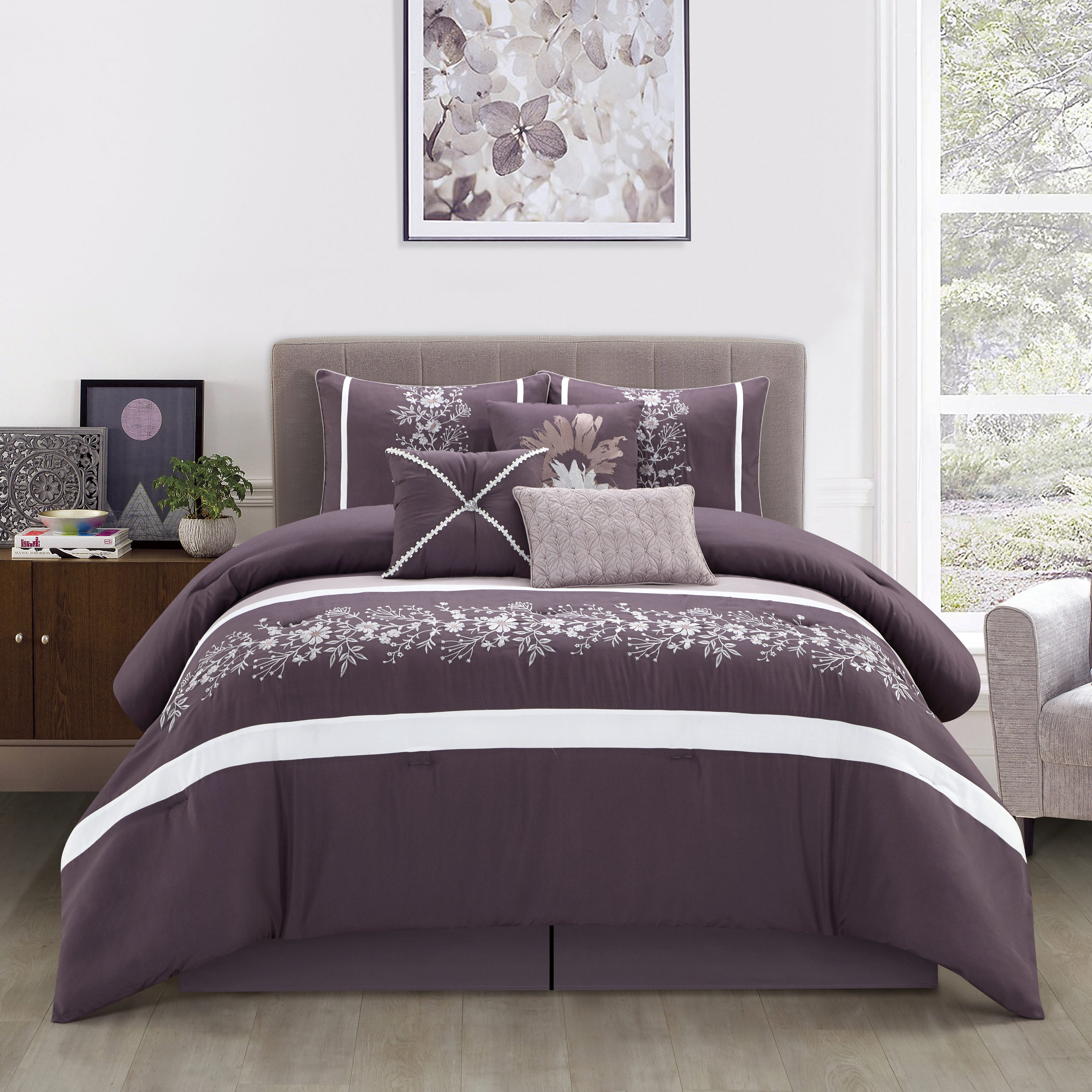 Nanshing 7-Piece Purple King Comforter Set in the Bedding Sets ...