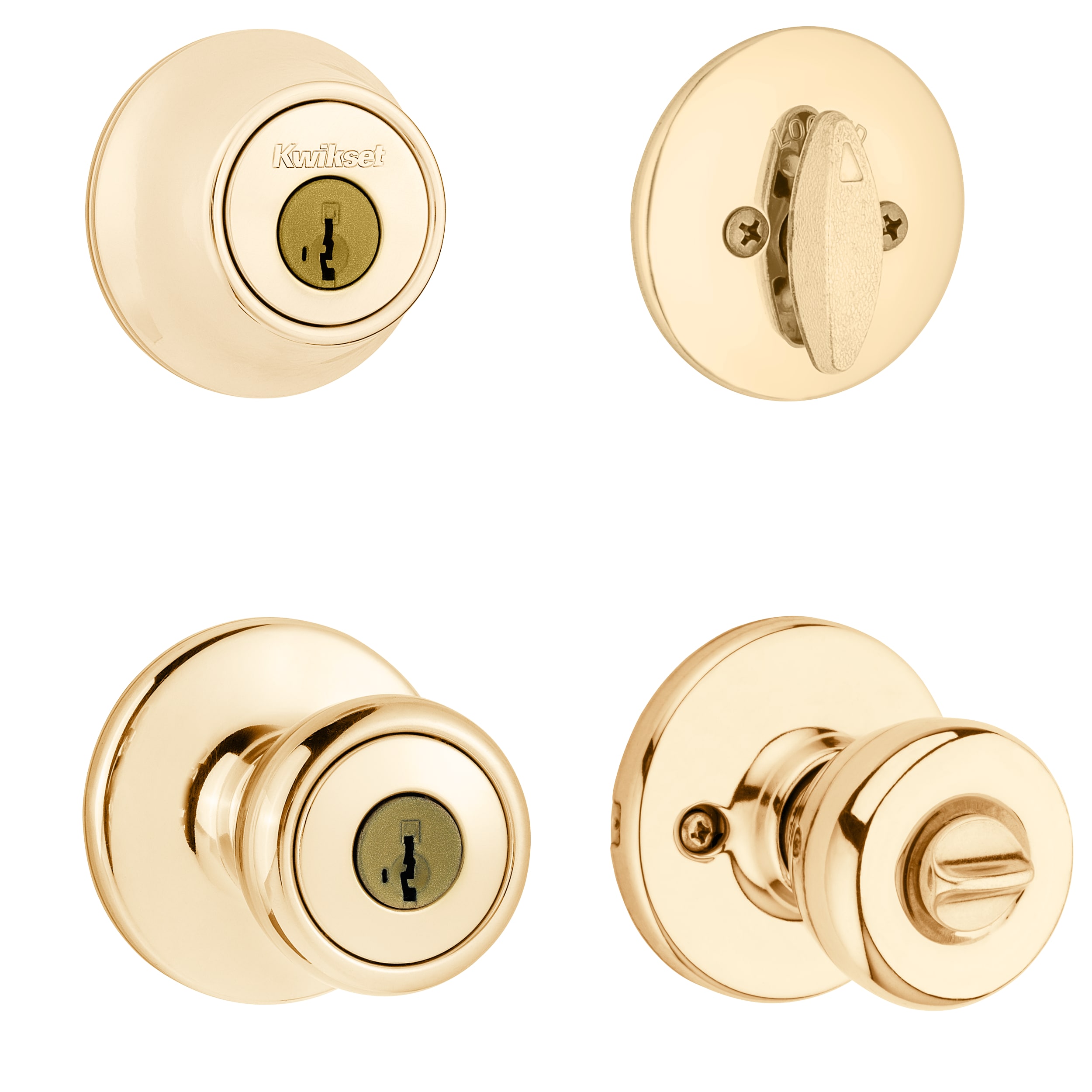 Kwikset Security Tylo Polished Brass Smartkey Exterior Single-cylinder  deadbolt Keyed Entry Door Knob Combo Pack with Antimicrobial Technology in  the Door Knobs department at