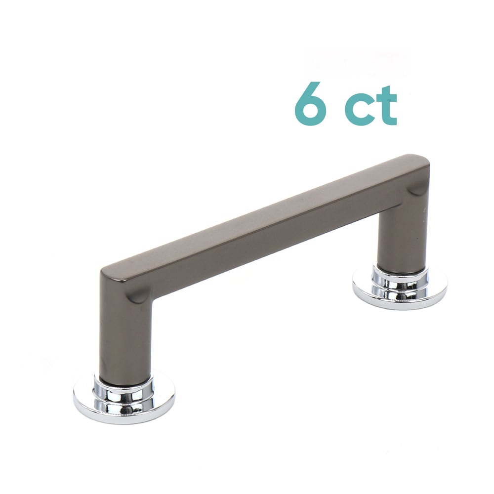 Origin 21 CAB-076-438-GM-CH-6P Hilo 3-in , 76mm Center to Center Gun Metal/Chrome Rectangular Bar 6 -Pack
