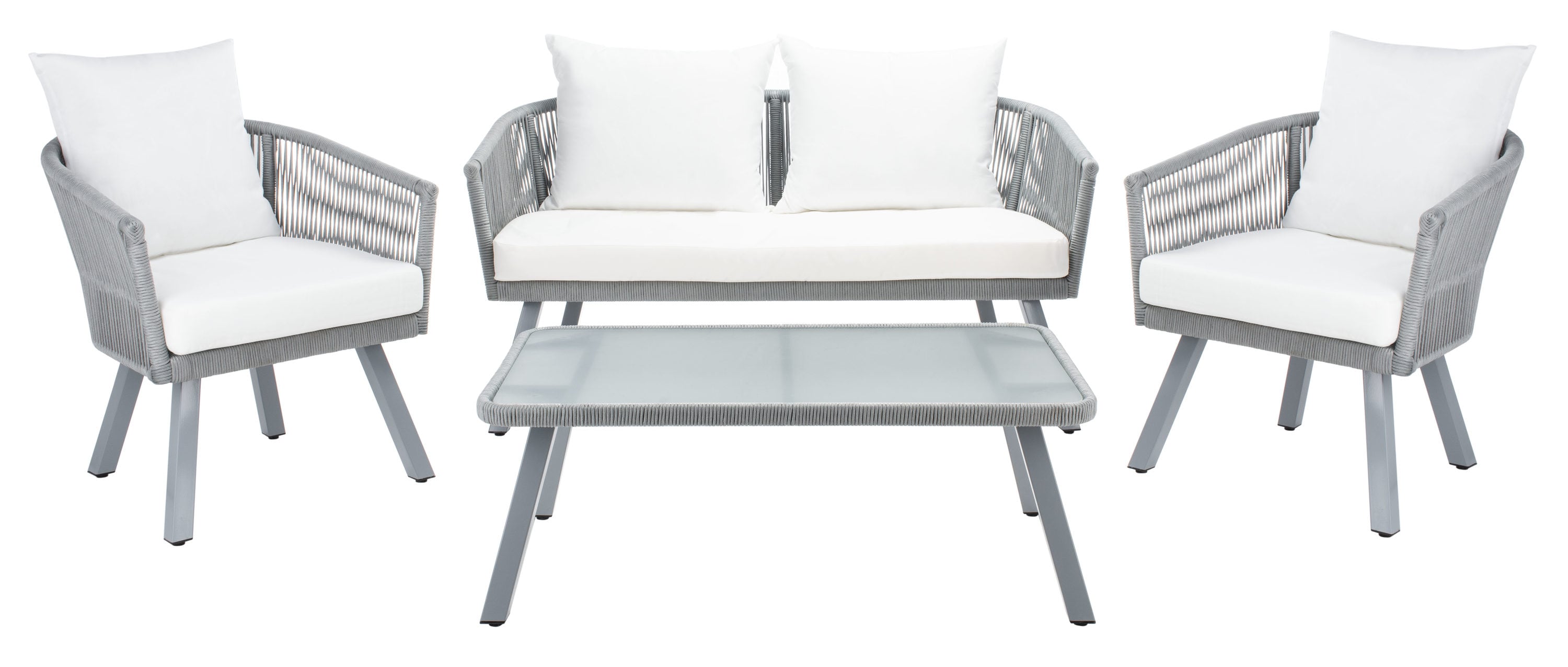 Belmi 4-Piece Grey/Beige Rope-Detailed Outdoor Patio Set