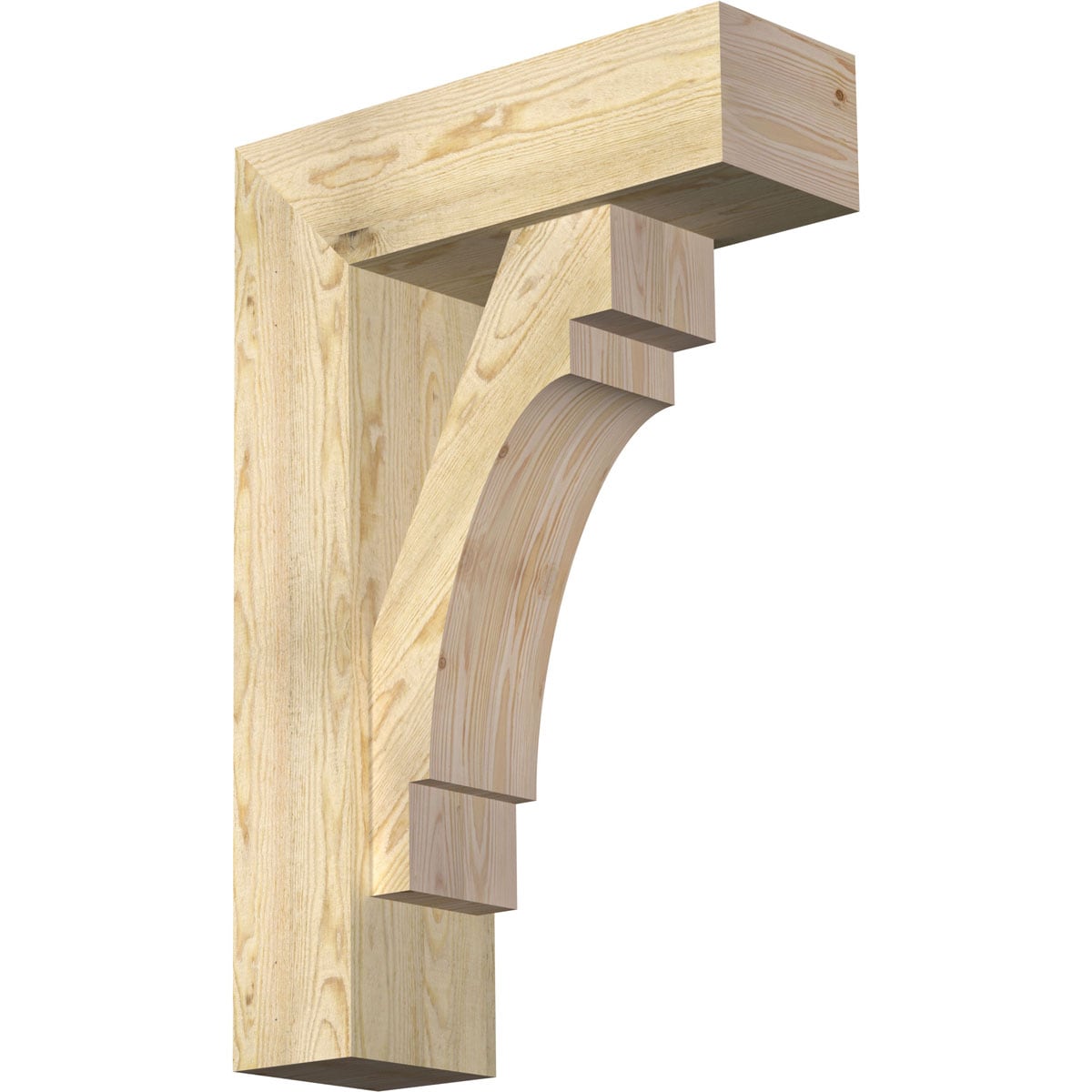 Ekena Millwork 1463277 Merced Block Rough Sawn Bracket with Offset Brace 8-in x 24-in x 36-in Douglas fir Brown Wood Standard bracket