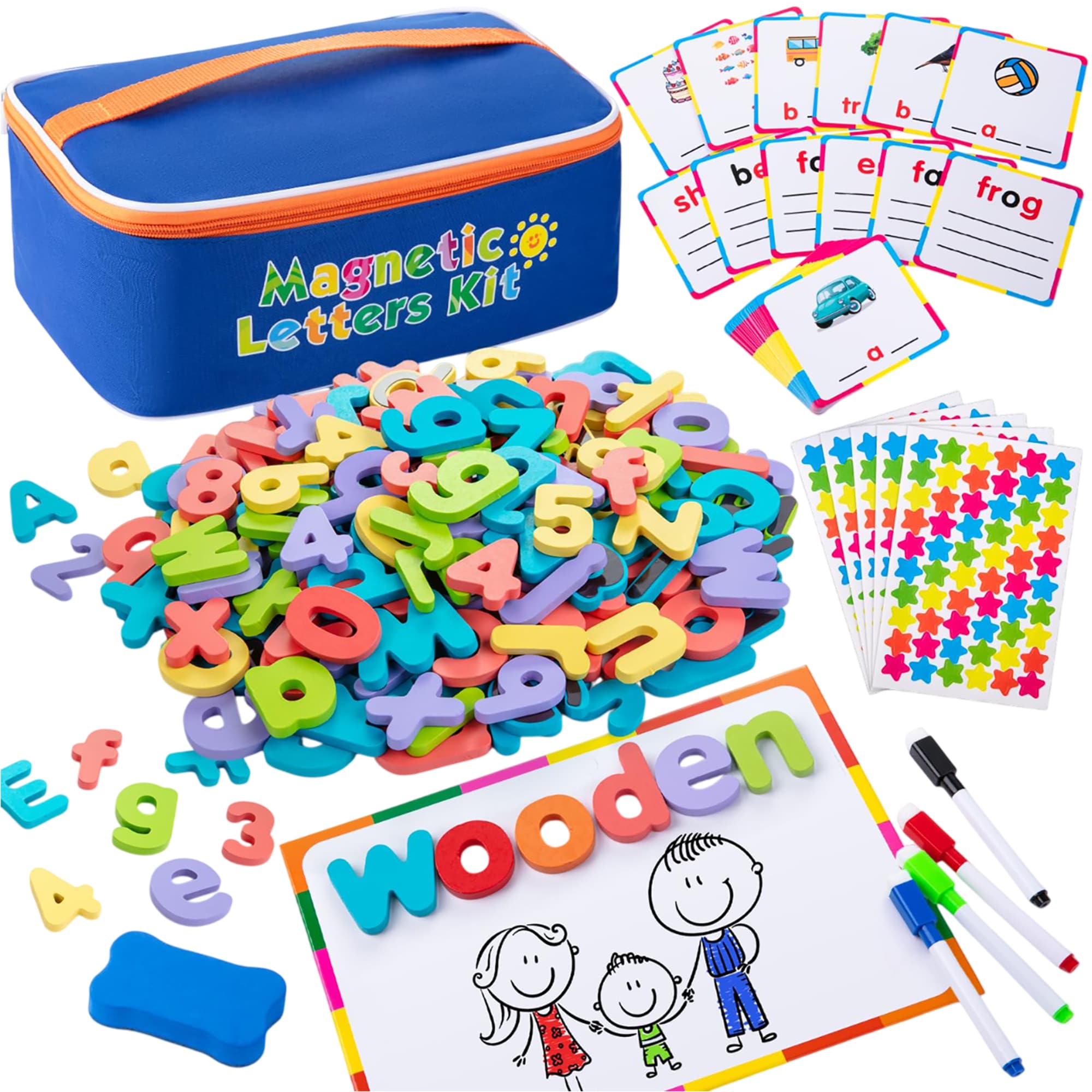 Etokfoks 310 Pcs Magnetic Alphabet Letters Kit Upper Lower Case Wooden 