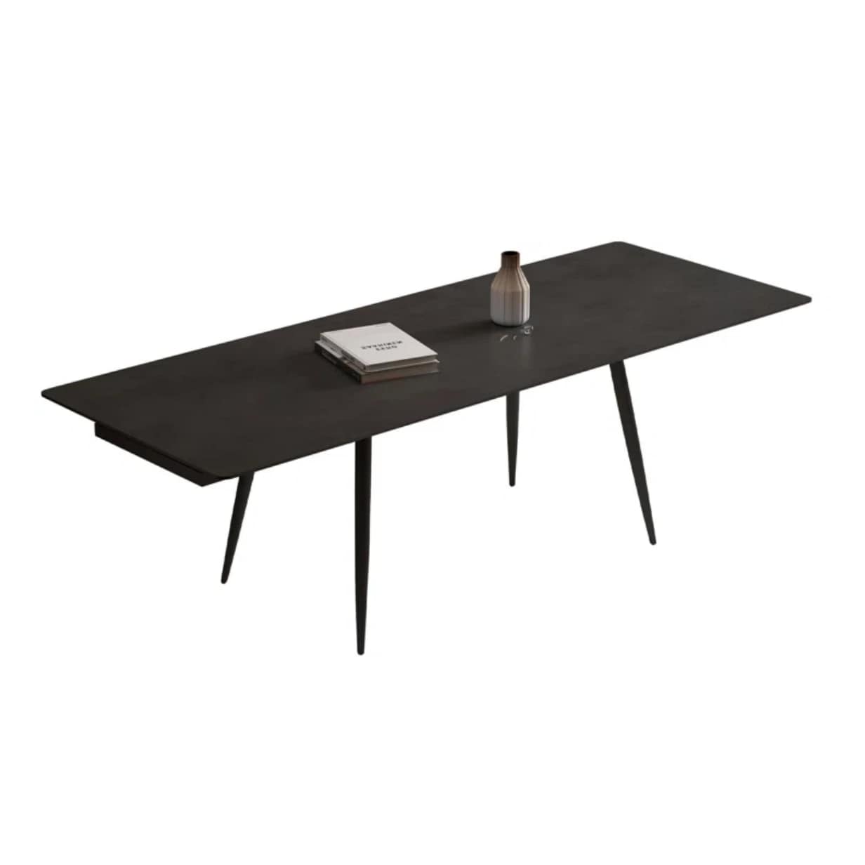 Oizaye DB-ORX-DT-2304DG Iveri Gray Contemporary/Modern Extending Dining Table, Faux marble with Gray Metal 93.5-Inches L x 29.5-Inches H