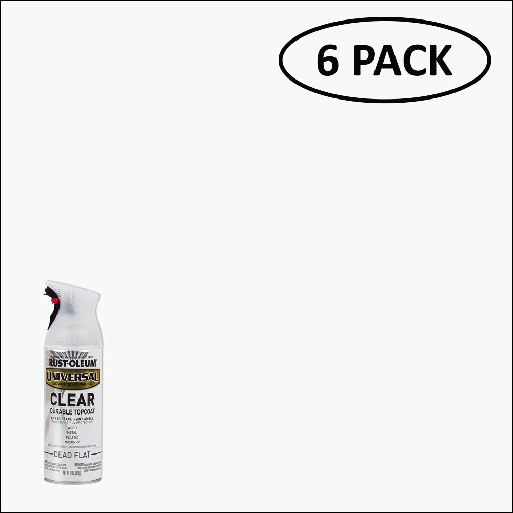Rust-Oleum 302151SOS Universal 6 -Pack Flat Dead Flat Clear Spray paint and primer in one ( NET WT. 11-oz )