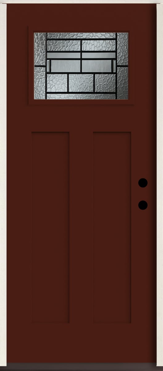 RELIABILT LO963766 Pembrook 36-in x 80-in x 4-5/8-in Fiberglass Craftsman Left-hand inswing Currant Paint Painted Prehung Front Door Insulating core