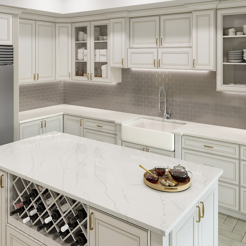 allen + roth Alluring Quartz White Kitchen Countertop SAMPLE (4-in x 4 ...