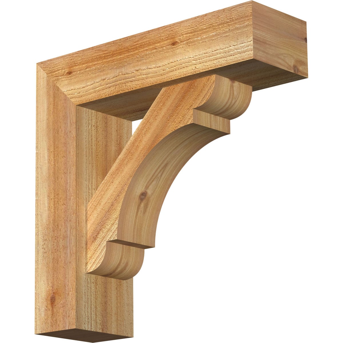 Ekena Millwork 1463437 Olympic Block Rough Sawn Bracket with Offset Brace 6-in x 20-in x 20-in Western red cedar Brown Wood Standard bracket