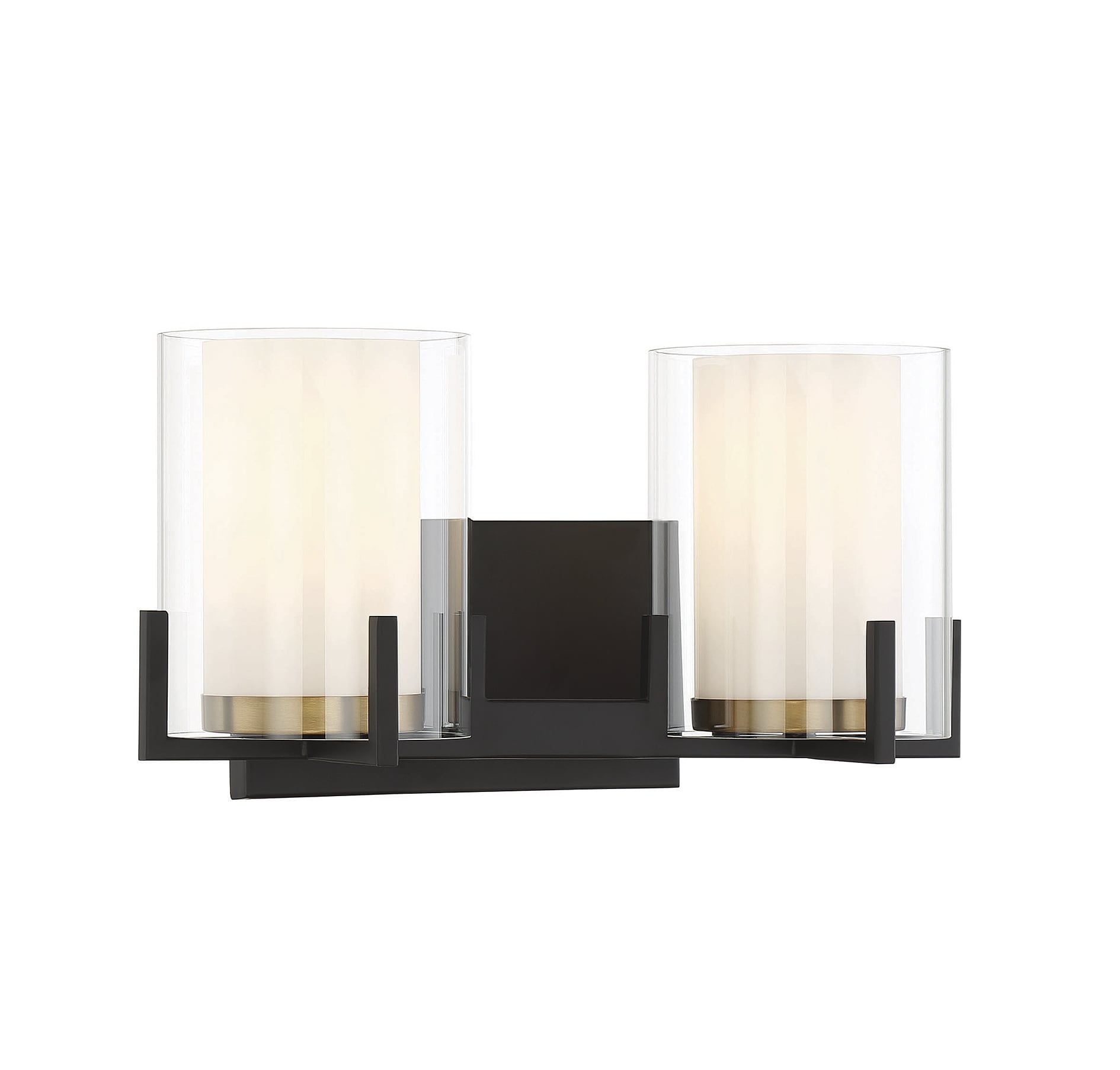 Eaton Contemporary Outdoor Vanity Light in Matte Black and Warm Brass