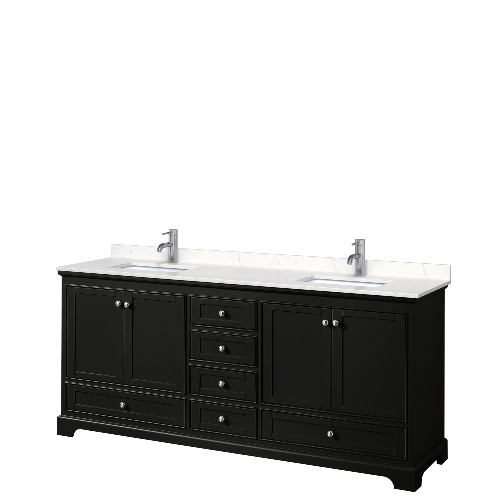 Wyndham Collection WCS202080DDEC2UNSMXX Deborah 80-in Dark Espresso with Polished Chrome Trim Undermount Double sink Bathroom Vanity with Carrara Cultured Marble Cultured marble Top