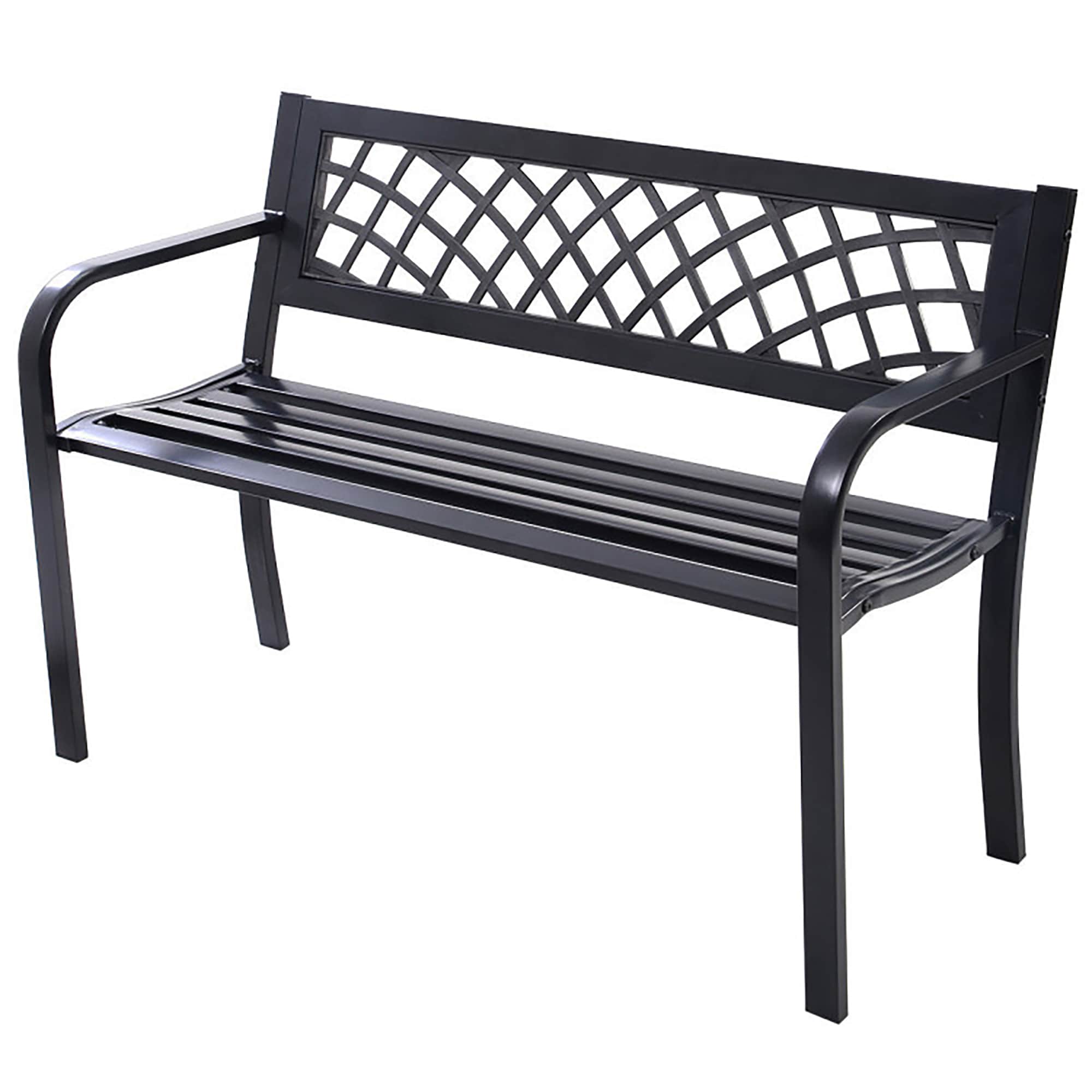 CASAINC 46-in W x 30-in H Black Steel Garden Bench WF
