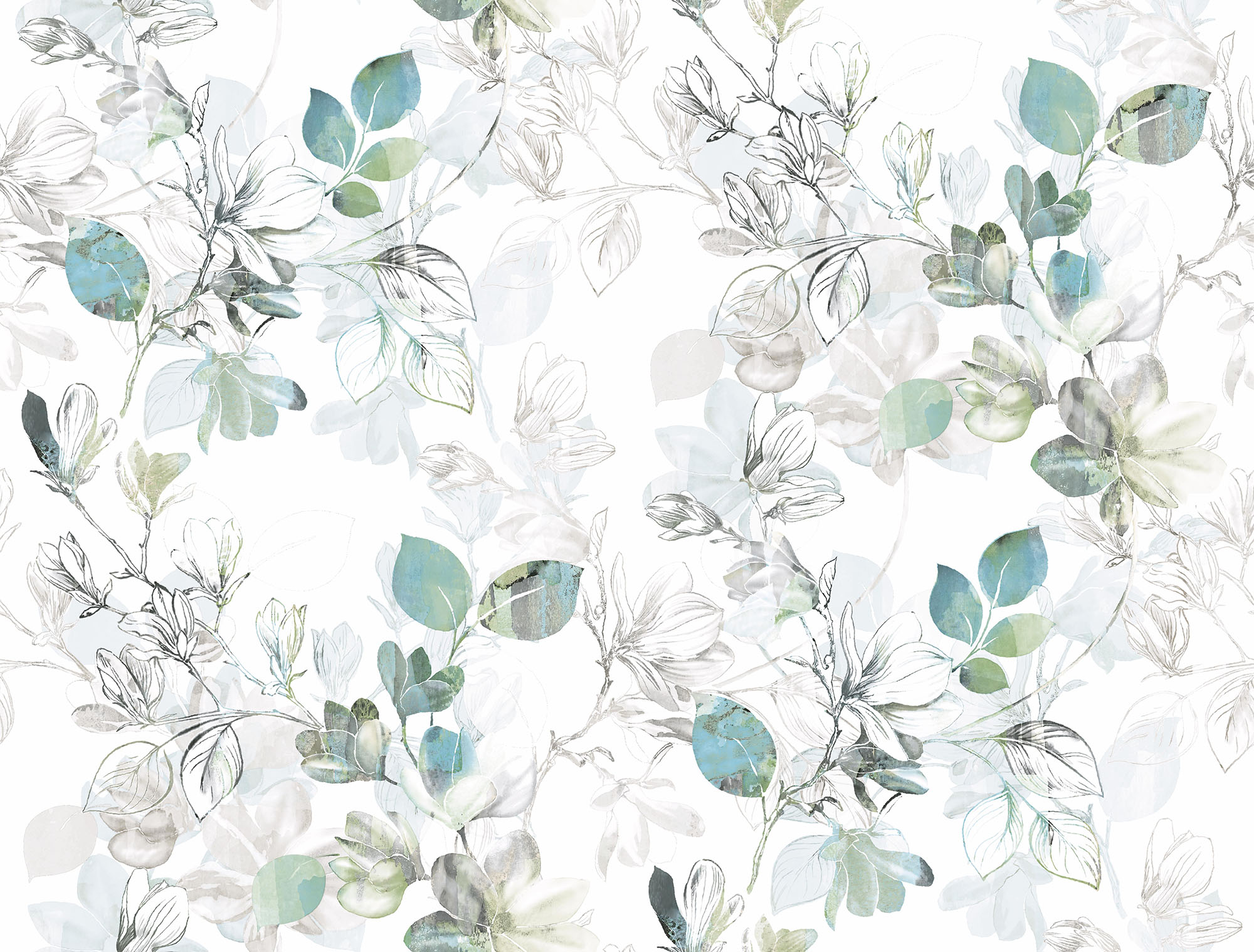York Wallcoverings CL2542 Impressionist 60.8-Sq. Feet Blue Paper Ivy/Vines Unpasted Wallpaper