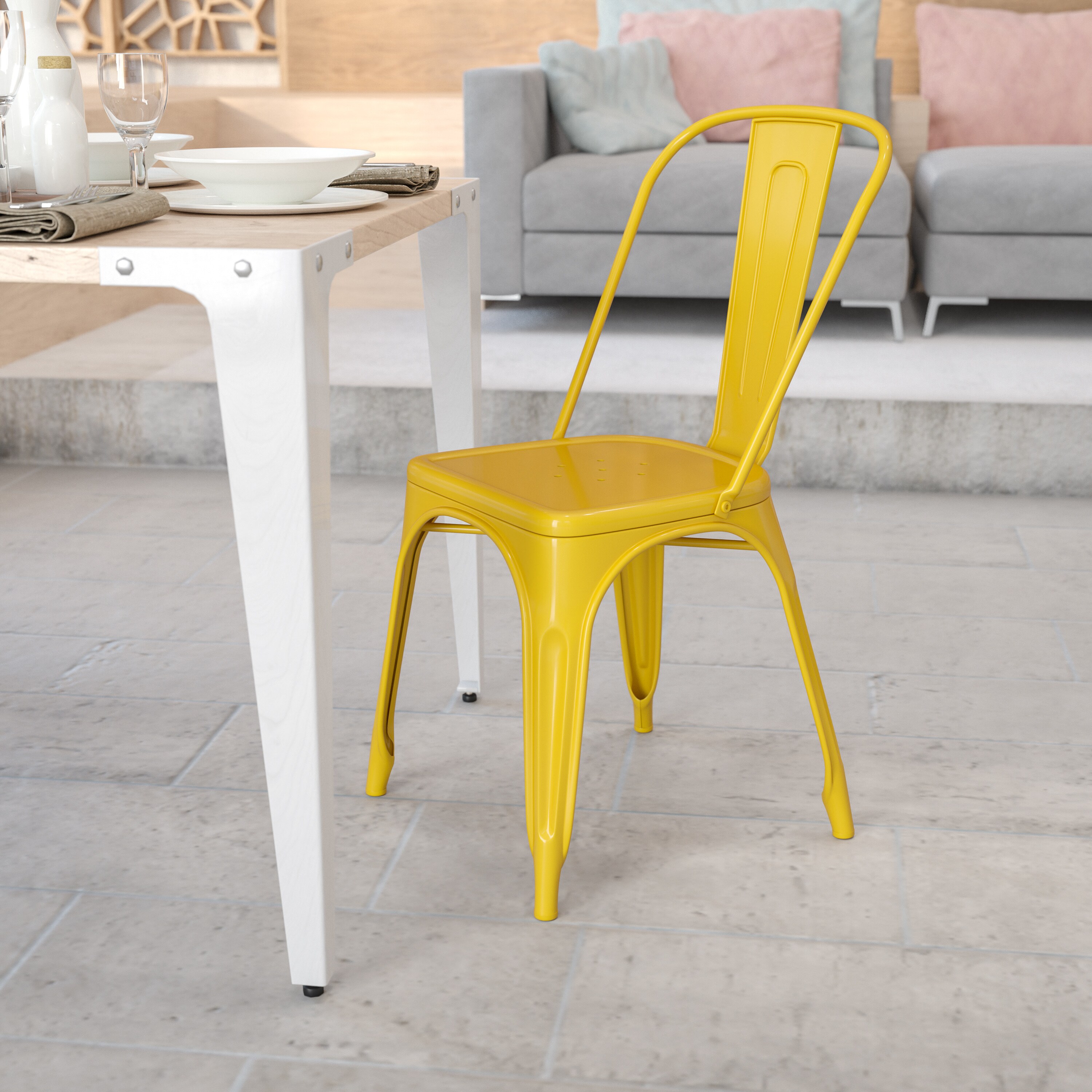 Flash Furniture 889142014041 Contemporary/Modern Dining Side Chair (Metal Frame)