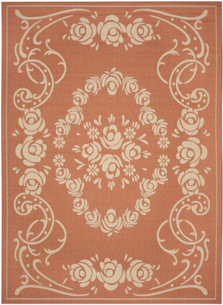 Safavieh CY1893-3202-9 Courtyard Orleans 9 x 12 (ft) Loomed Polypropylene Terracotta/Natural Rectangular Indoor/Outdoor Floral/Botanical Coastal Area rug