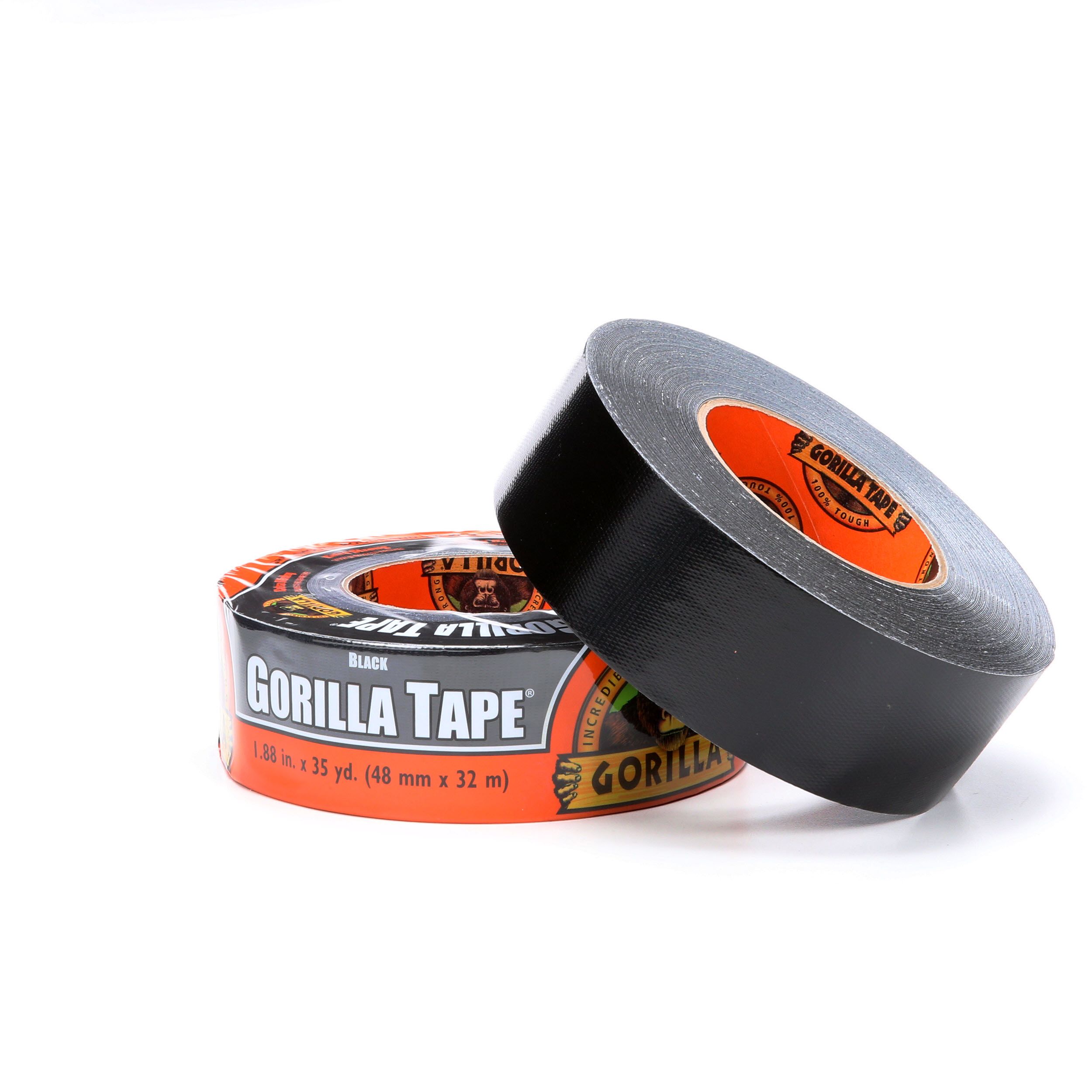 Gorilla Tape Black Duct Tape Black, Pack of 2 1.88" x 35 yd 