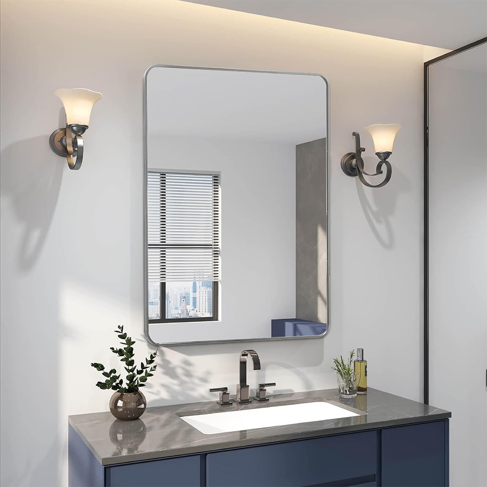 Blisstyle PREMIUM 24-in x 36-in Polished Rectangle Bathroom Vanity Mirror ( Silver )