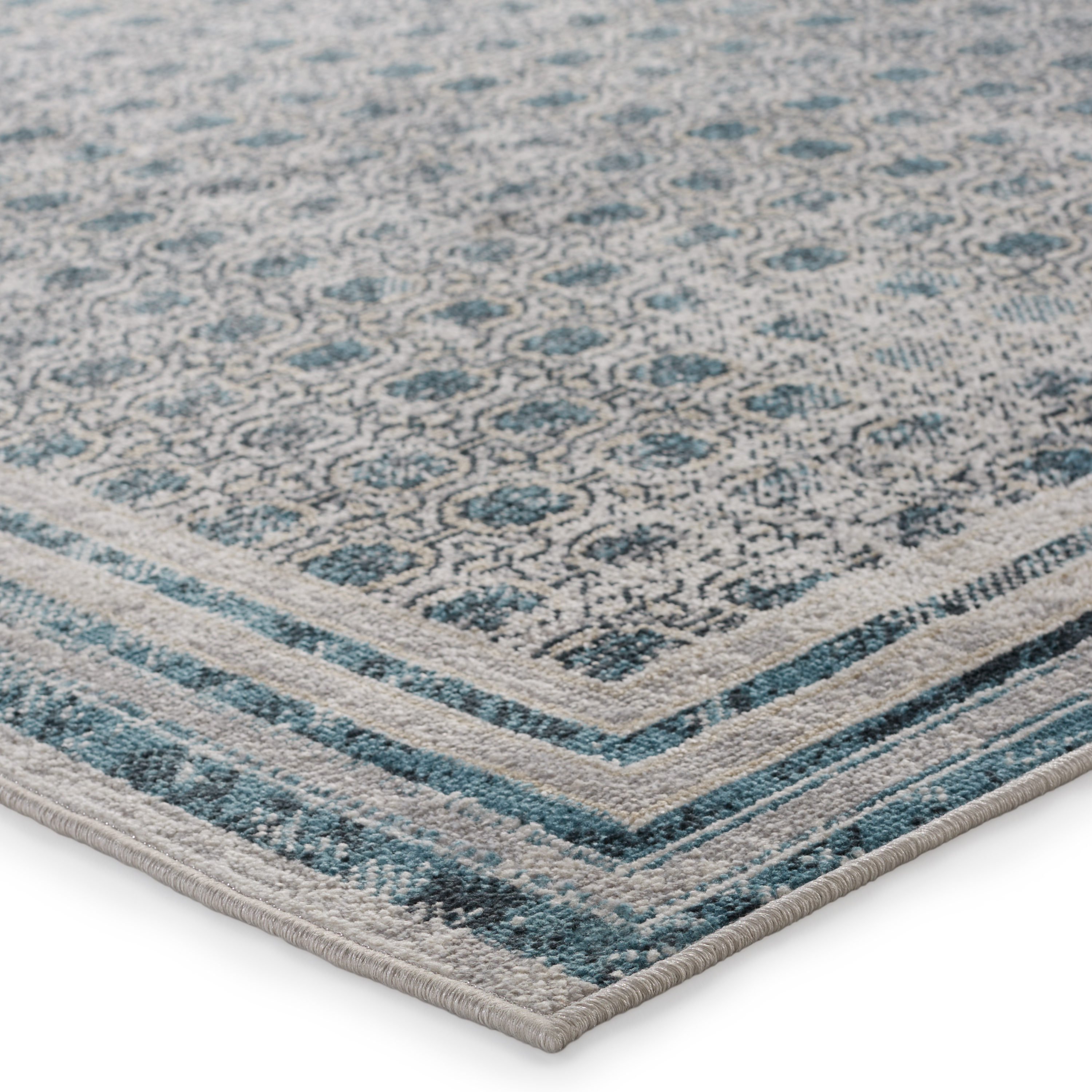 Allora Trellis Light Gray & Gold Washable Wool Blend Rug 7'10" x 10'