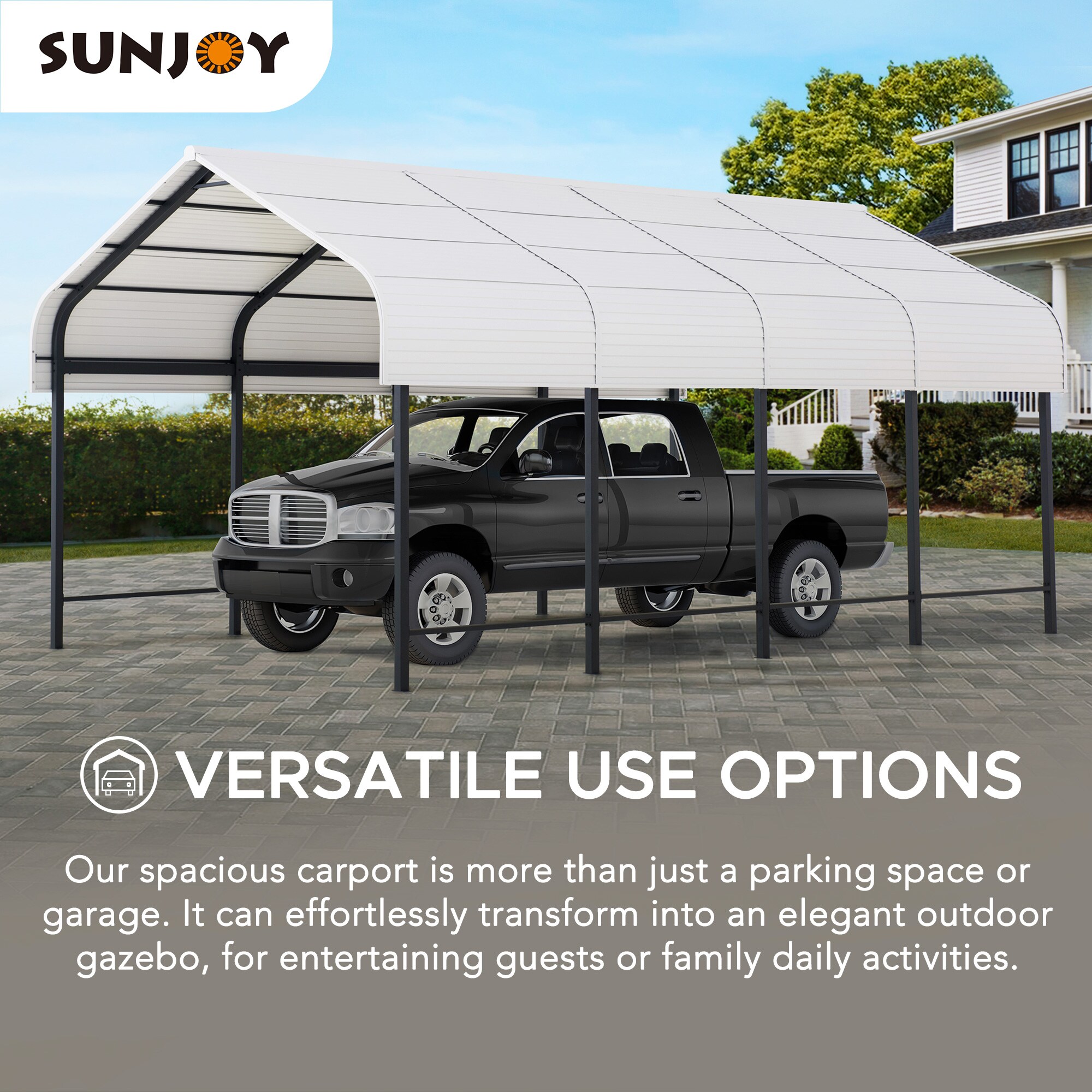 White 12' x 20' Heavy Duty Metal Carport Kit