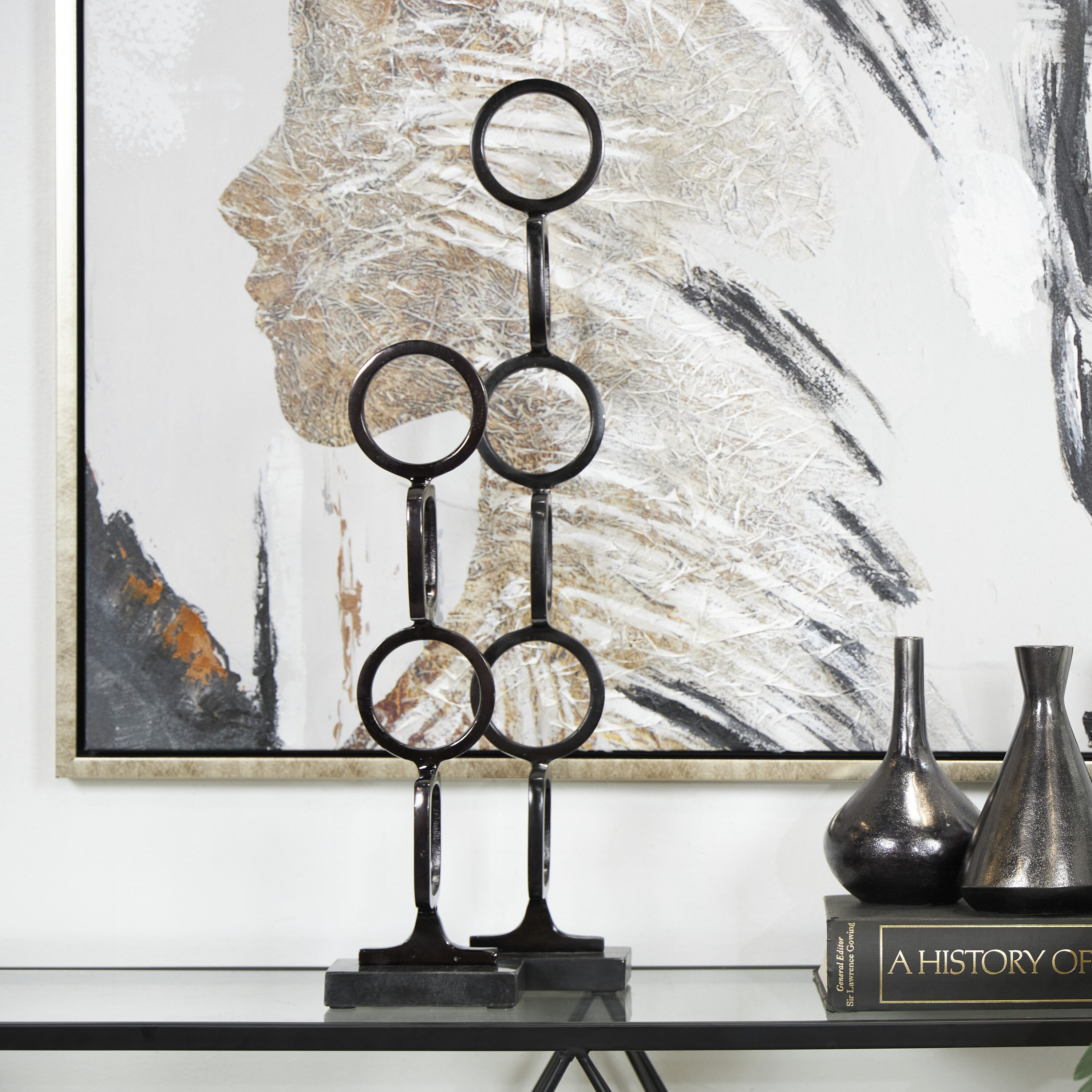 Grayson Lane 821972 2 -Pack Black Aluminum Modern Sculpture