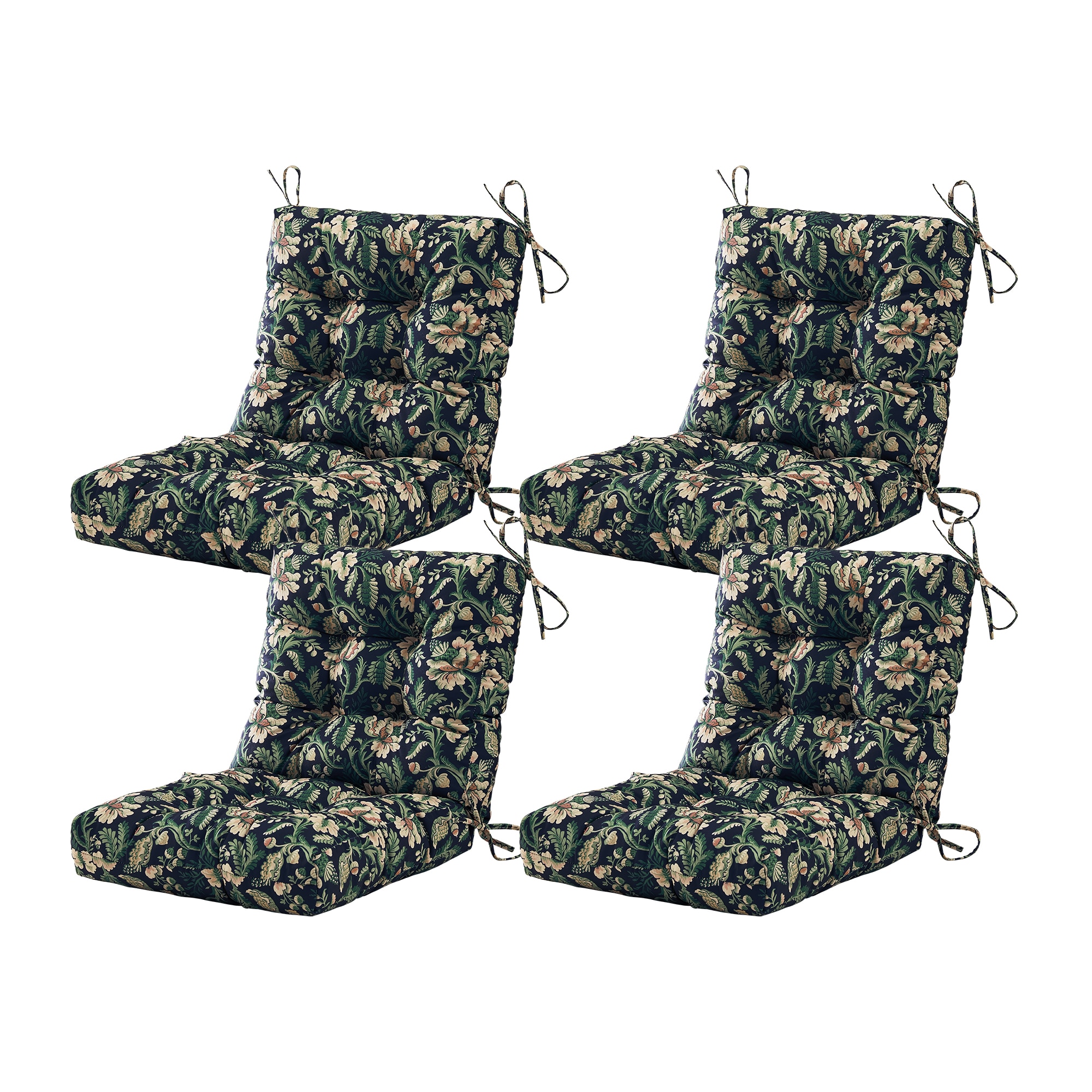 Artplan - Seat Back Outdoor Chair Cushion Set of 4 Patio Chair Cushion with Tie Tufted Replaceme...