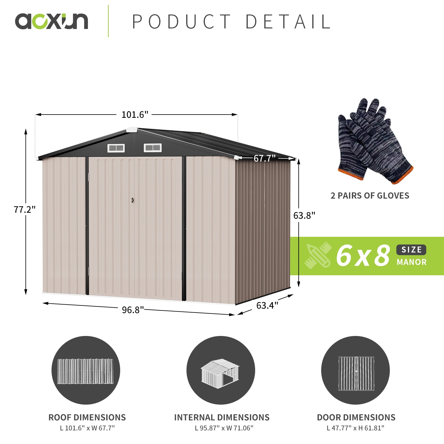 AOXUN 5.6-ft x 8.5-ft Galvanized Steel Storage Shed in the Metal ...