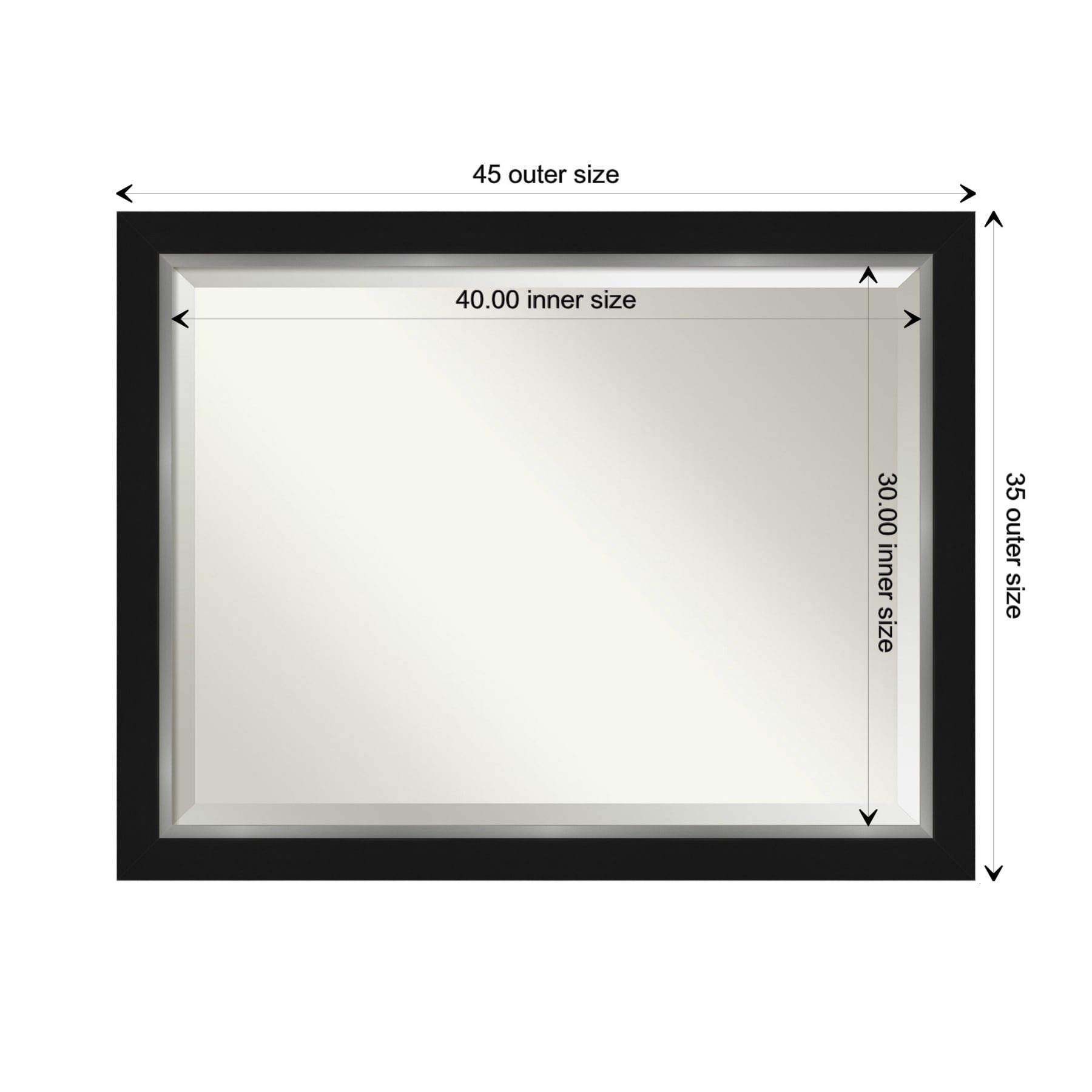 Eva 45" x 35" Black and Silver Beveled Wall Mirror