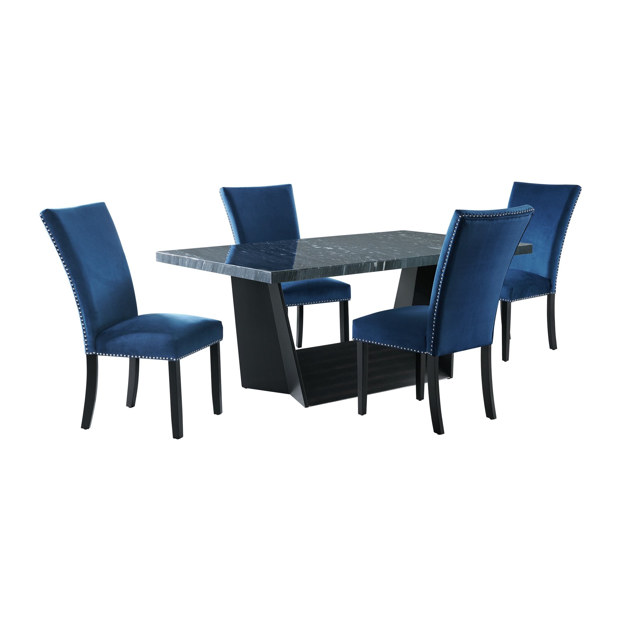 Picket House Furnishings CDBY800.700.5PC Blue Contemporary/Modern Dining Room Set with Rectangular Table ( Seats 4 )