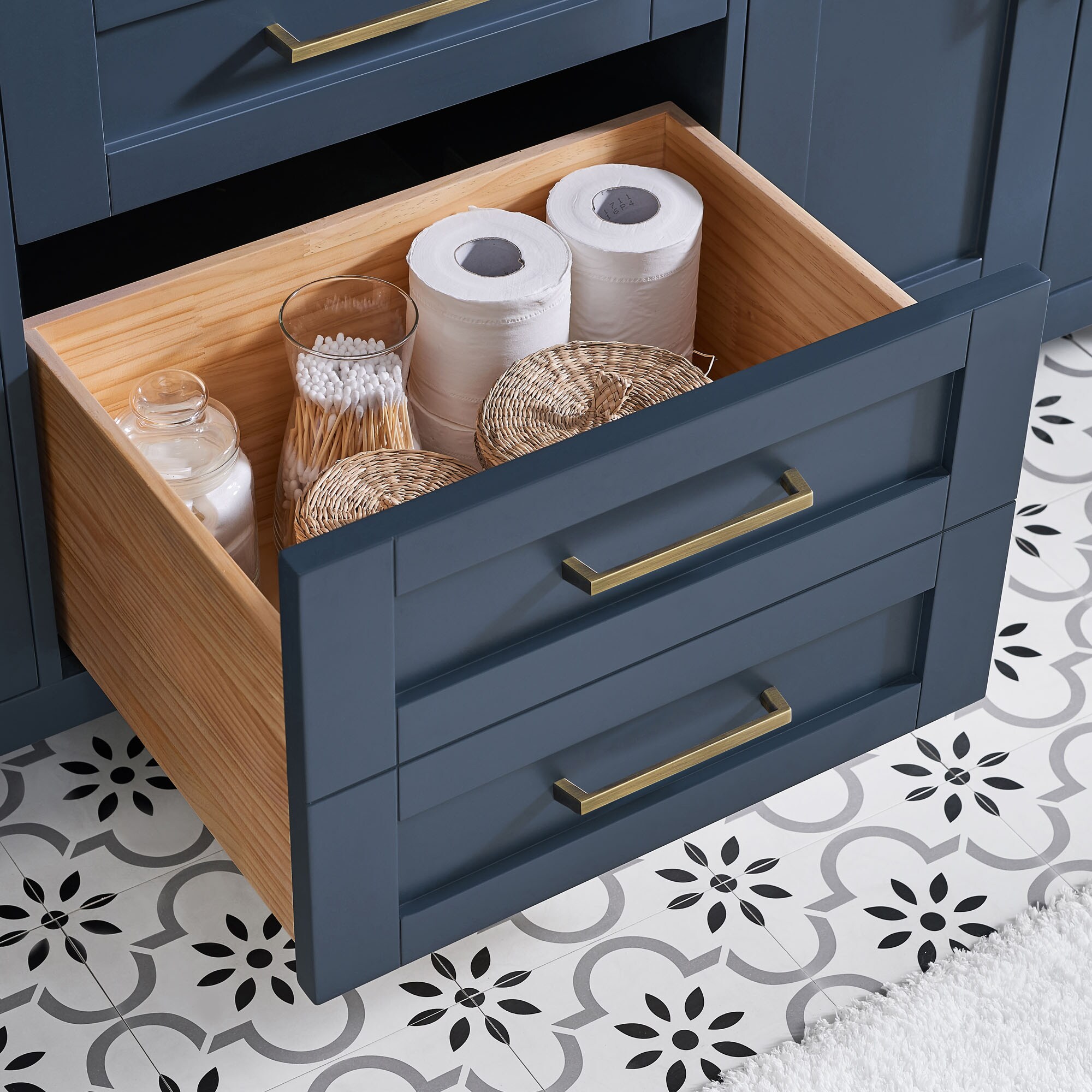 Tahoe 72" Midnight Blue Double Bathroom Vanity with Brass Hardware