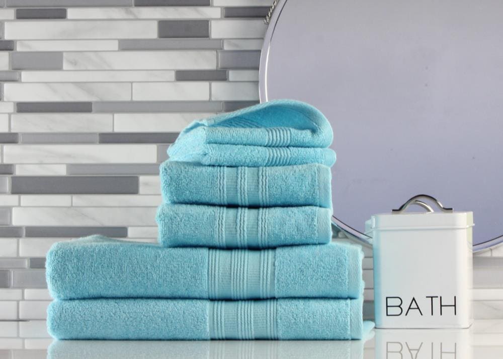 Linenspa Essentials 6-Piece White Cotton Bath Towel Set in the