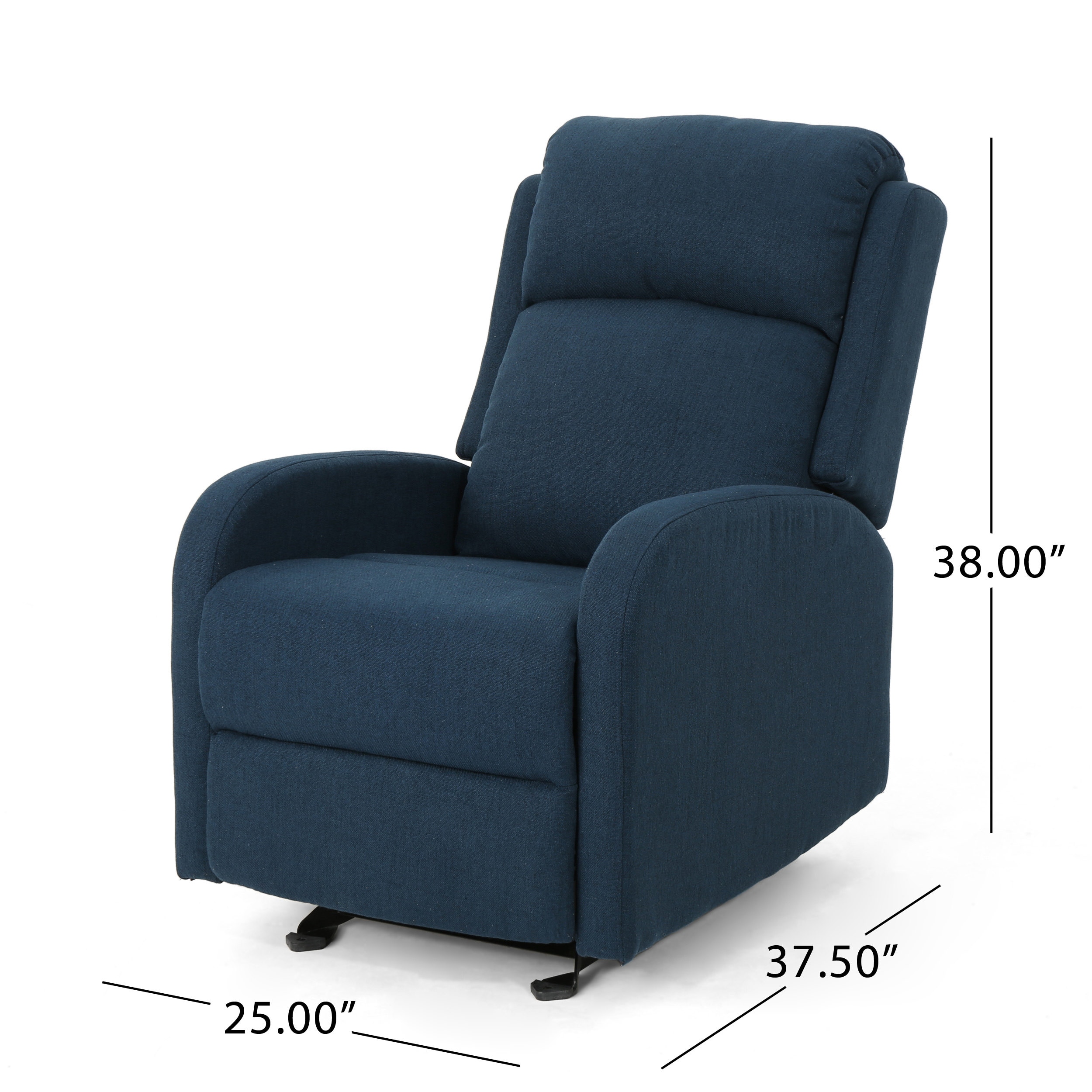 Navy Blue Polyester Rocking Recliner with Black Legs