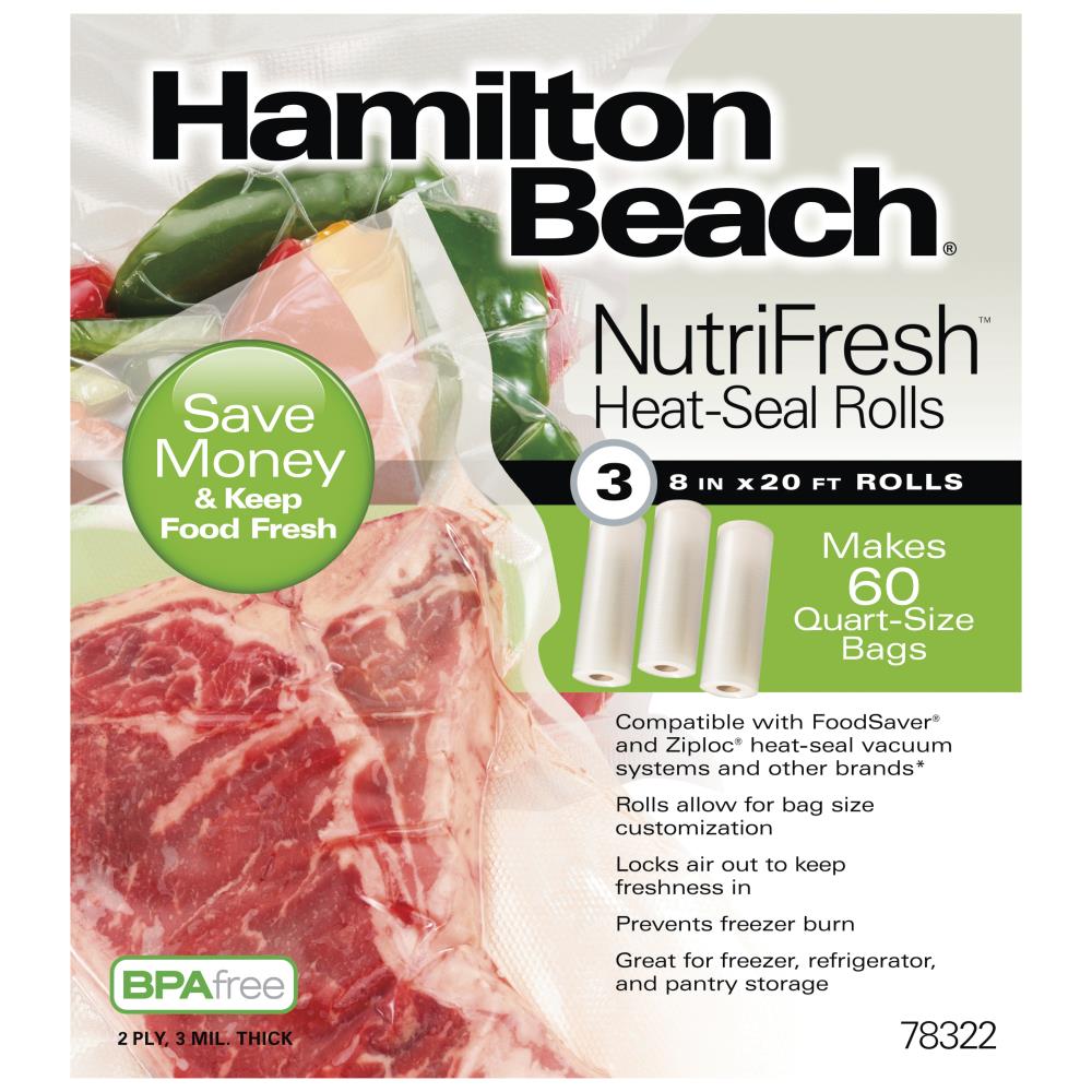 Hamilton Beach NutriFresh Heat-Seal Rolls 7 Roll Multi-Pack, 8x20 ft &  11x16 ft, Compatible with Most Vacuum Sealer Systems in the Vacuum Sealer  Accessories department at