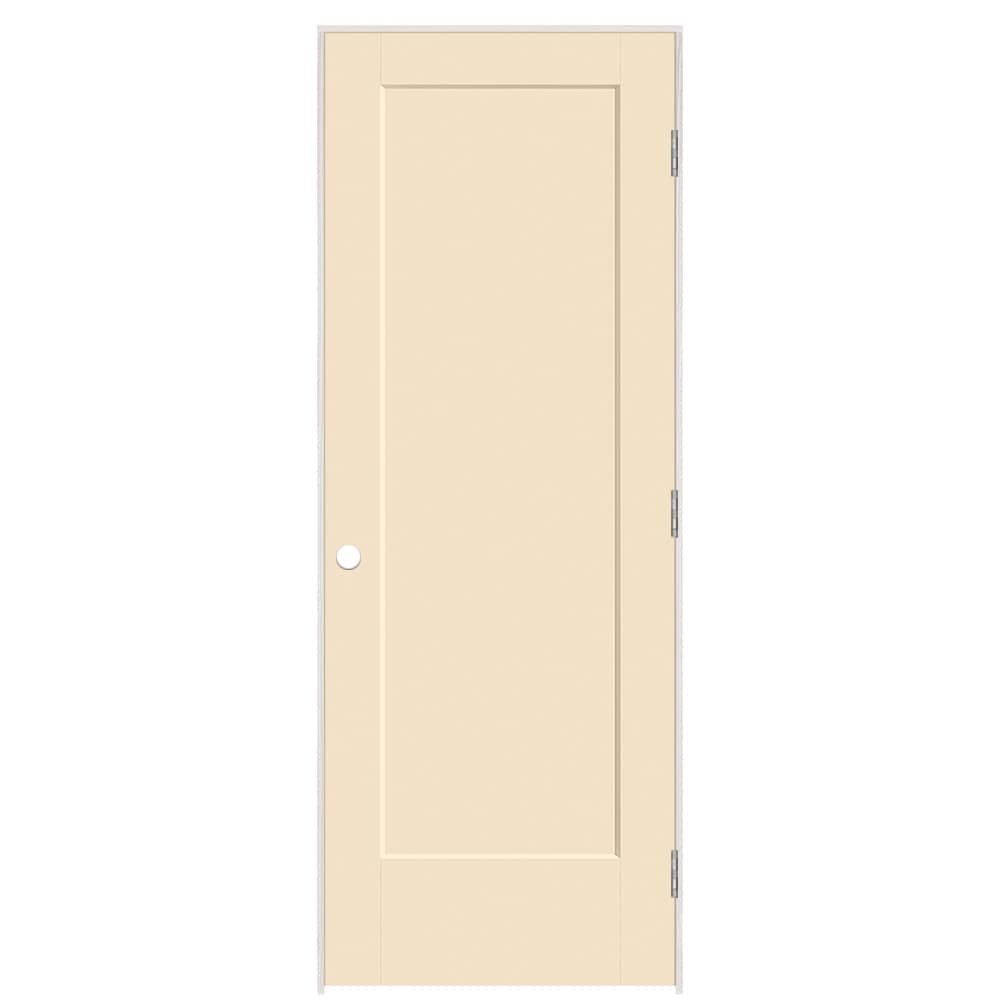 Masonite 895848 30-in x 80-in Cream-n-Sugar Solid core 1-panel Left hand Smooth Prefinished Molded composite Flat Jamb Single Prehung Interior Door