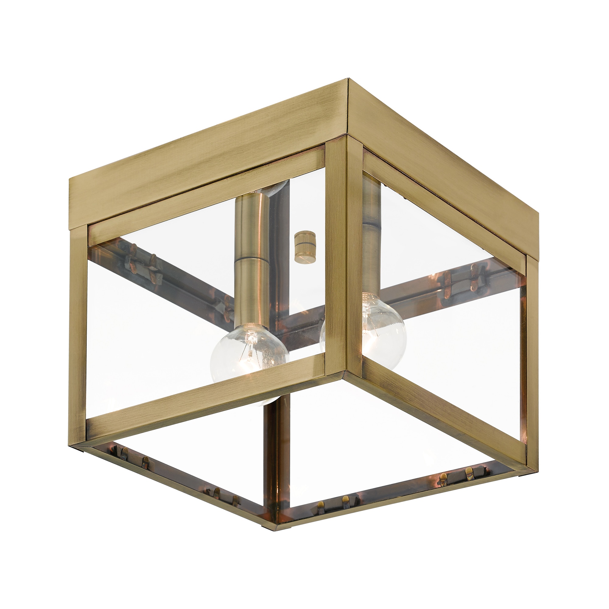 Livex Lighting 20588-01 Nyack 2 -Light 8-in Antique Brass Outdoor Flush Mount Light