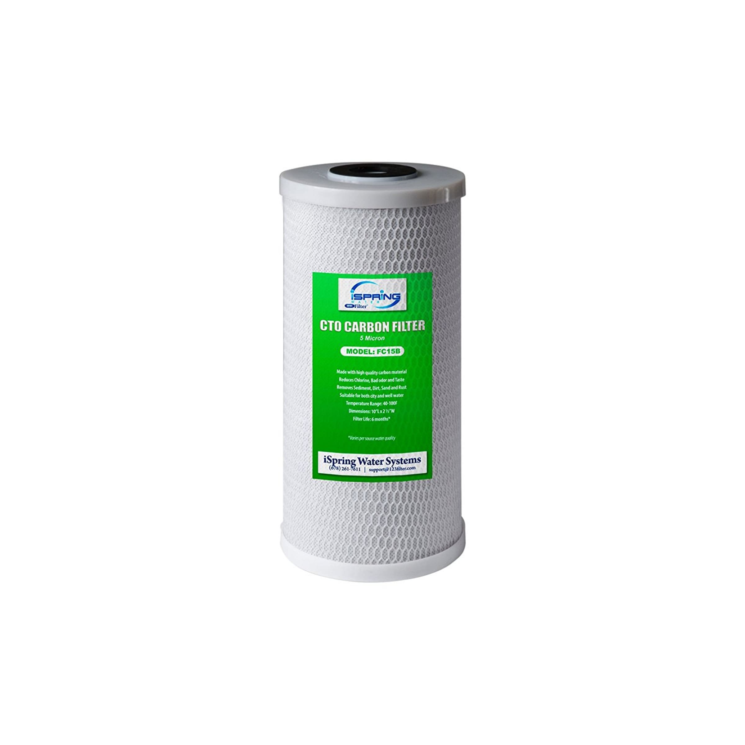 iSpring FC15B iSpring FC15B 5-Micron Coconut Shell Activated CTO Carbon Block Water Filter Replacement Cartridge for Under Sink and Whole House Water Systems Carbon block Whole house Replacement Filter