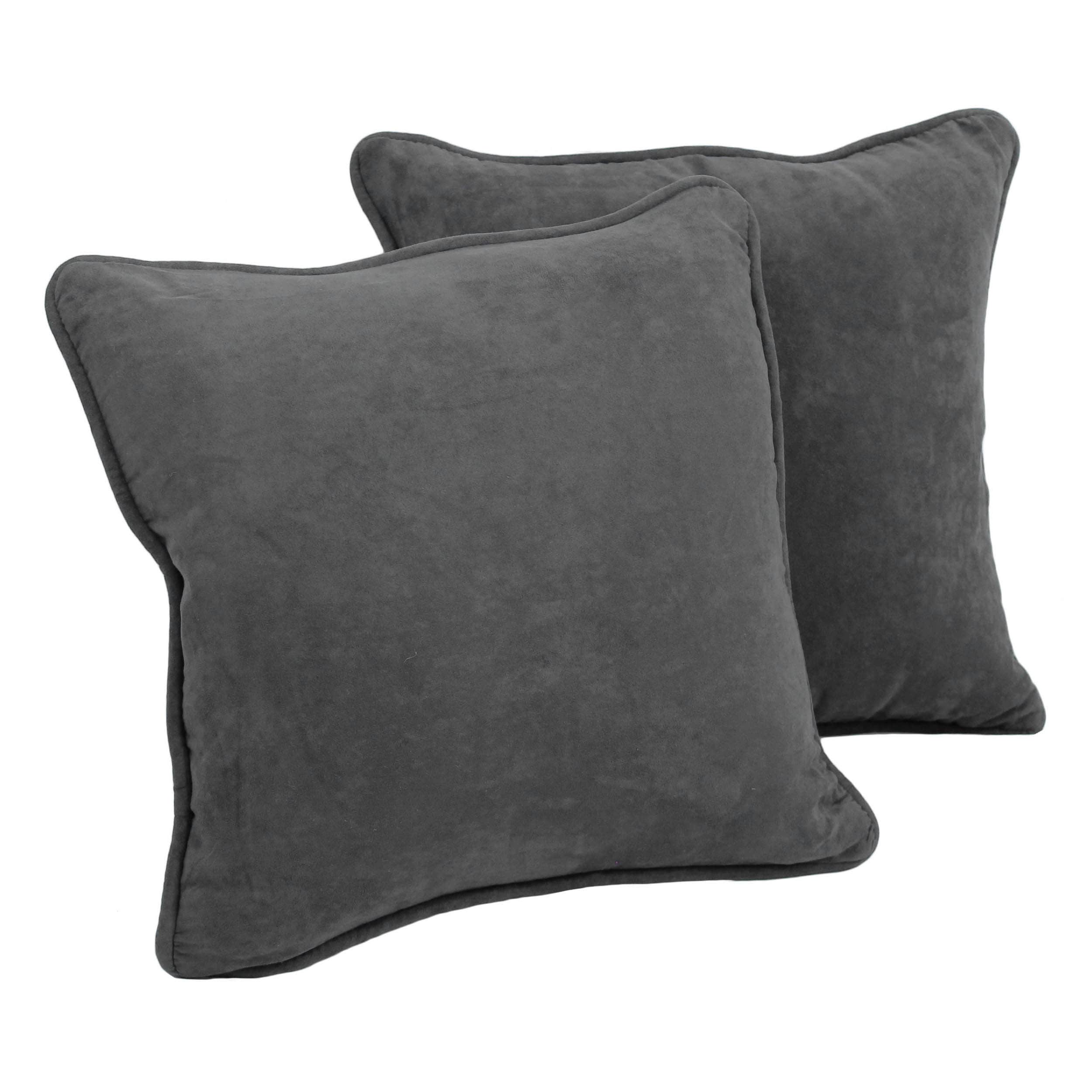 Blazing Needles 9810-CD-S2-MS-GY 2 -Piece 18-in x 18-in Steel Grey Square Indoor Decorative Pillow