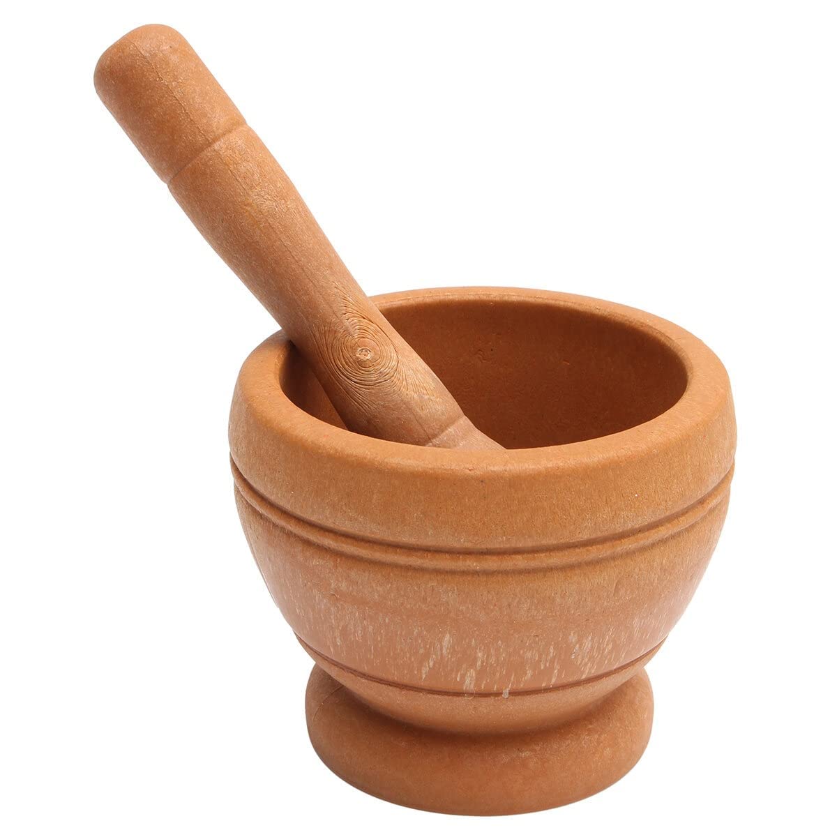 Aoibox  Resin Mortar and Pestle Set with Wood Accent for Garlic Herb and Spice Grinding 6 3 Inch Bowl