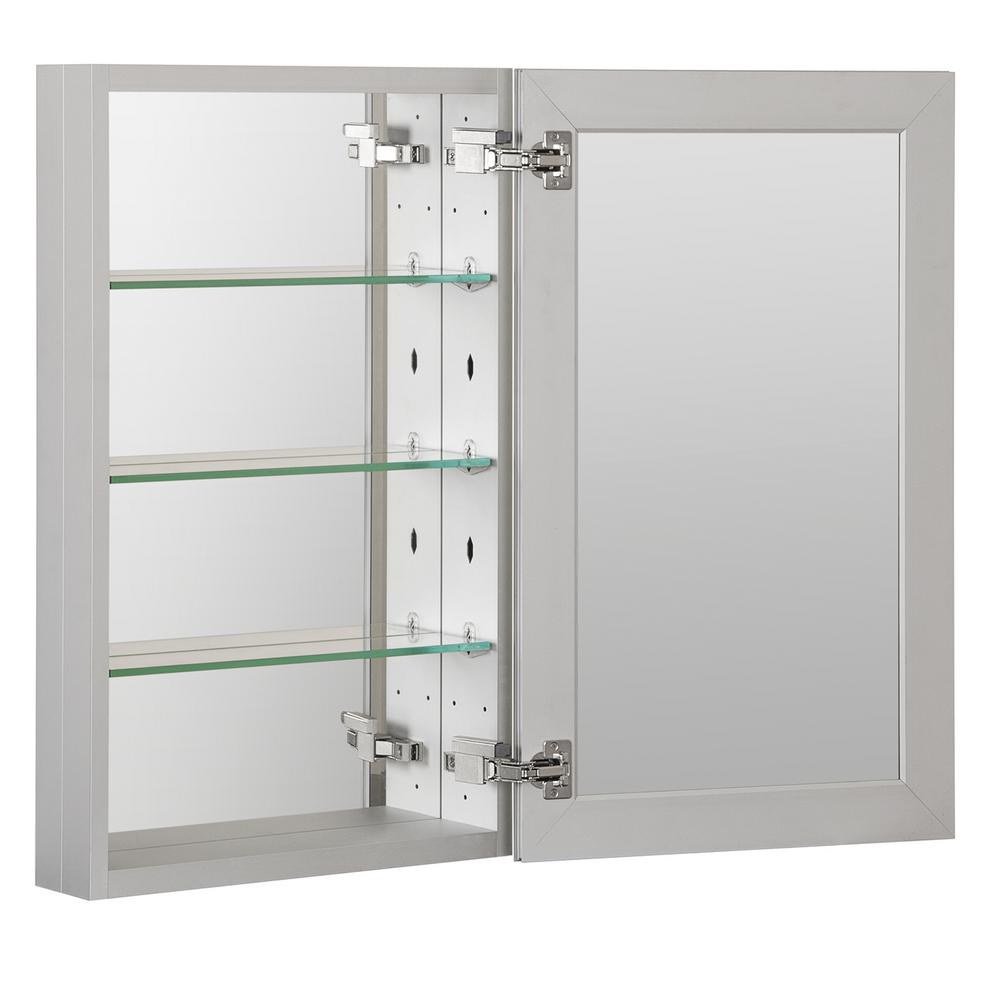 CASAINC MMC1224-SA 15-Inches x 24-Inches Surface Mount White Mirrored Rectangle Medicine Cabinet with Outlet