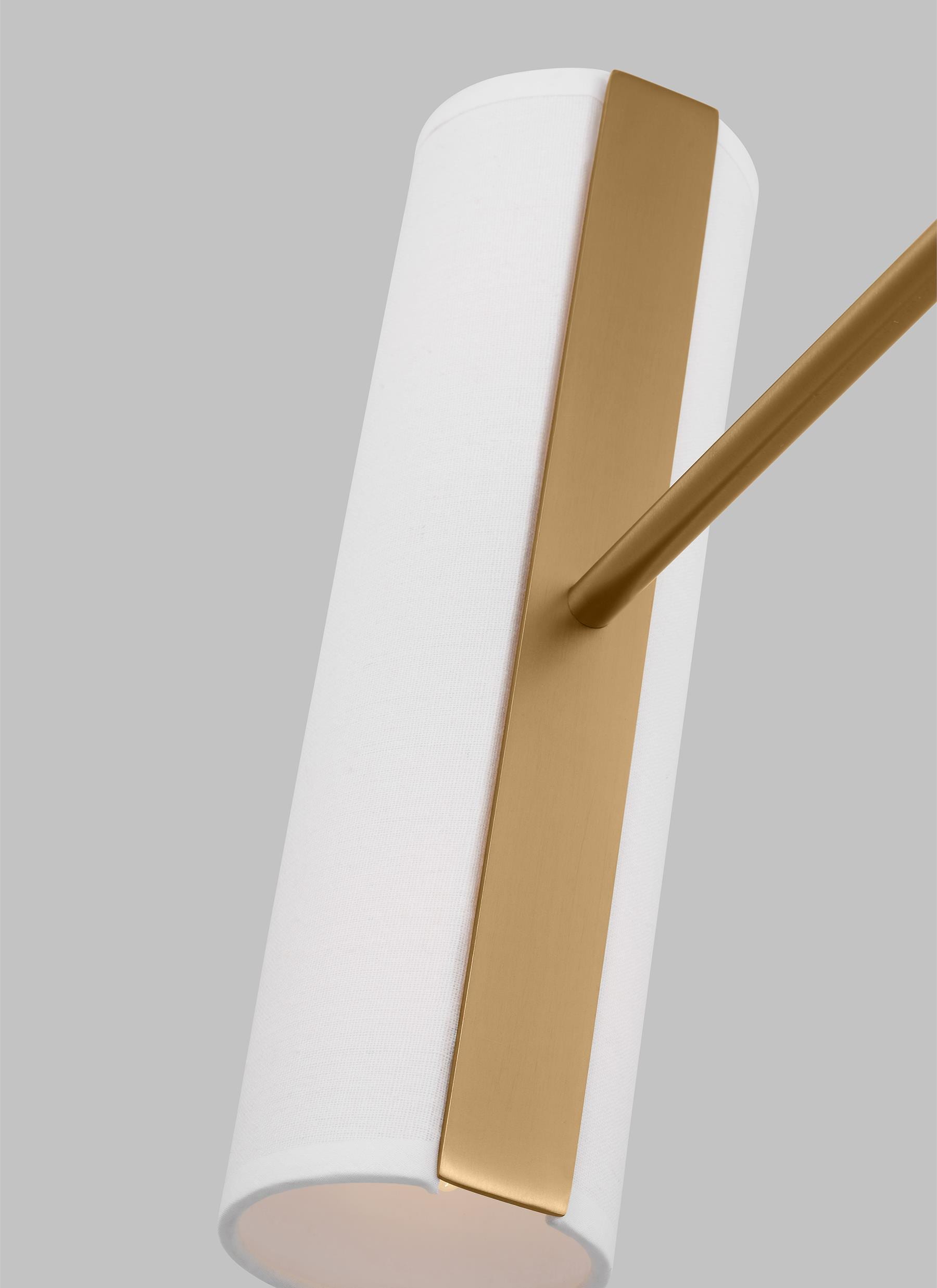 Satin Brass 8-Light Chandelier with White Linen Shades