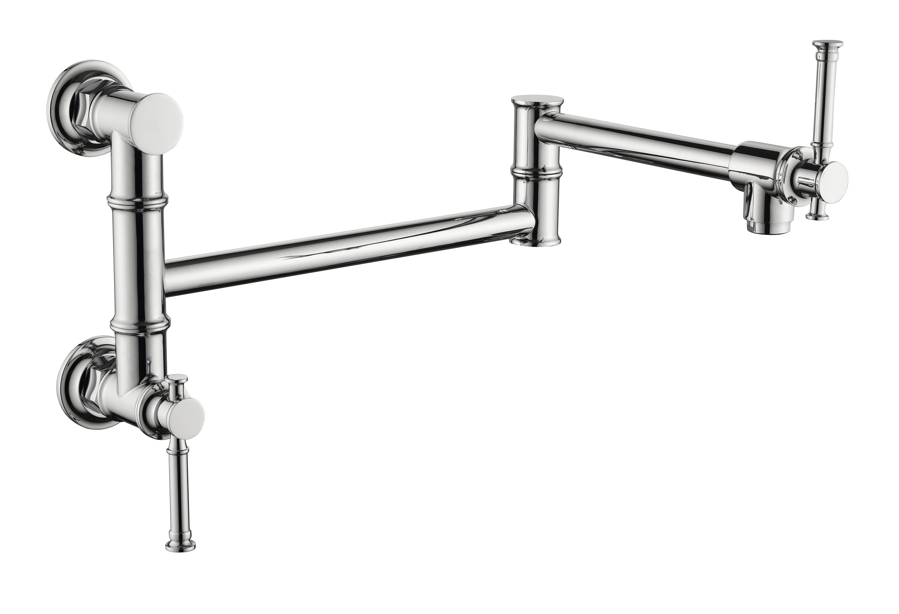 LUXEYARD Wall Mount Pot Filler Faucet Modern Brass Pot Filler Two-Attachment Wall Mount Folding Kitchen Pot Filler Swing Arm