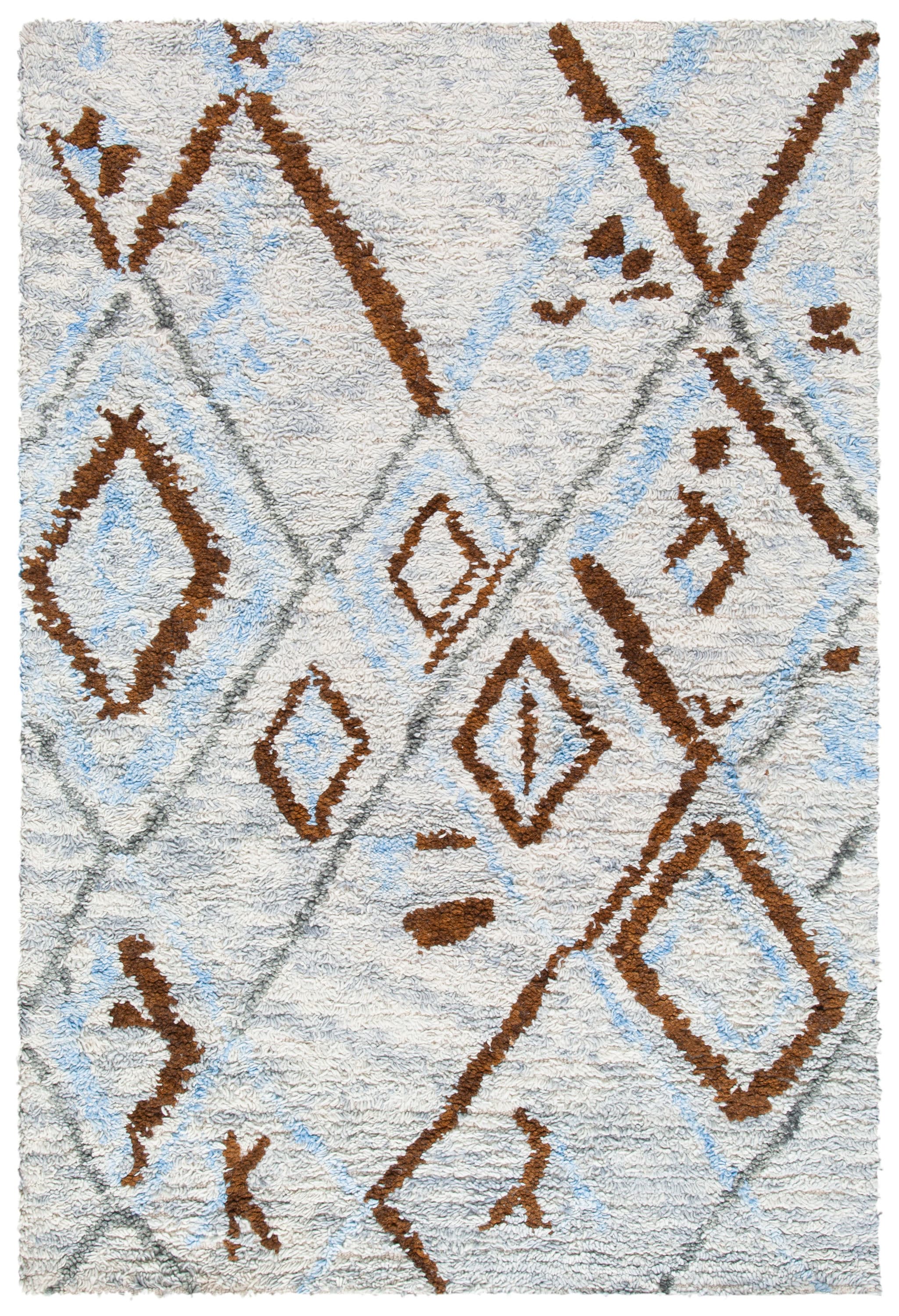 Safavieh CSB637F-4 Casablanca Synne 4 x 6 (ft) Tufted Wool Gray/Blue Rectangular Indoor Abstract Moroccan Area rug
