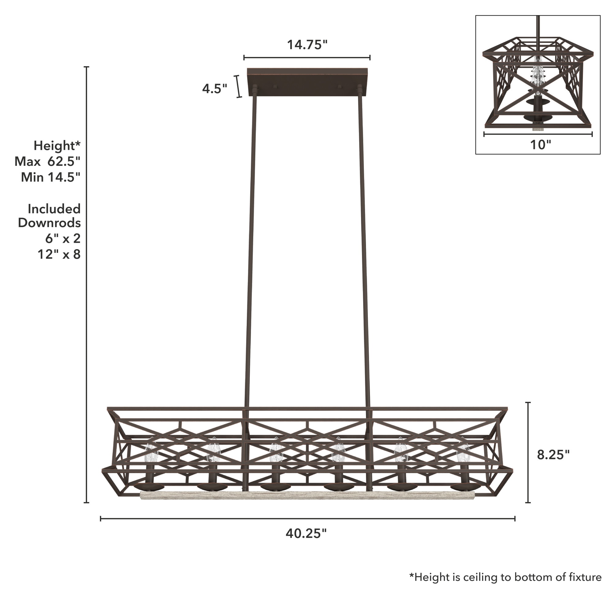 Langwood Onyx Bengal 6-Light Vintage Linear Chandelier