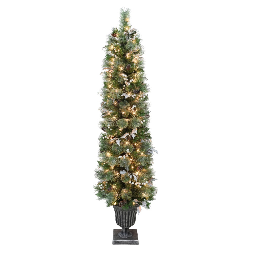 Puleo International 3812-ST60C140A 6-ft Pine Pre-lit Artificial Christmas Tree with Clear Incandescent Lights