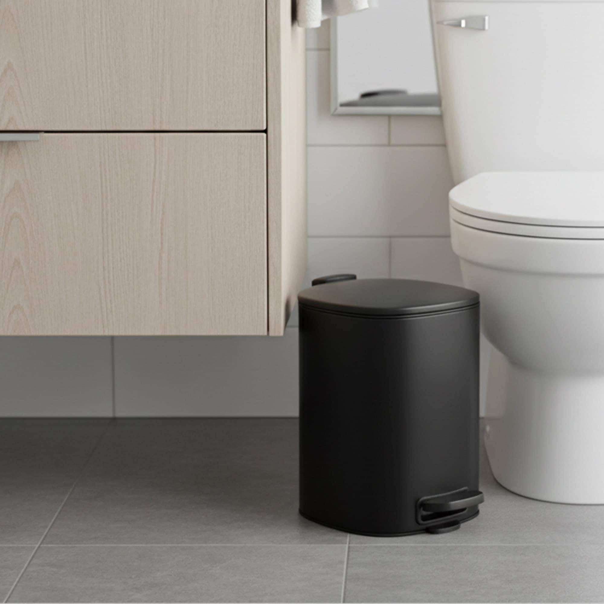 EVIDECO FRENCH HOME GOODS - Stylish Black Metal Trash Can with Silent Soft Close Lid Large 5L - 1...